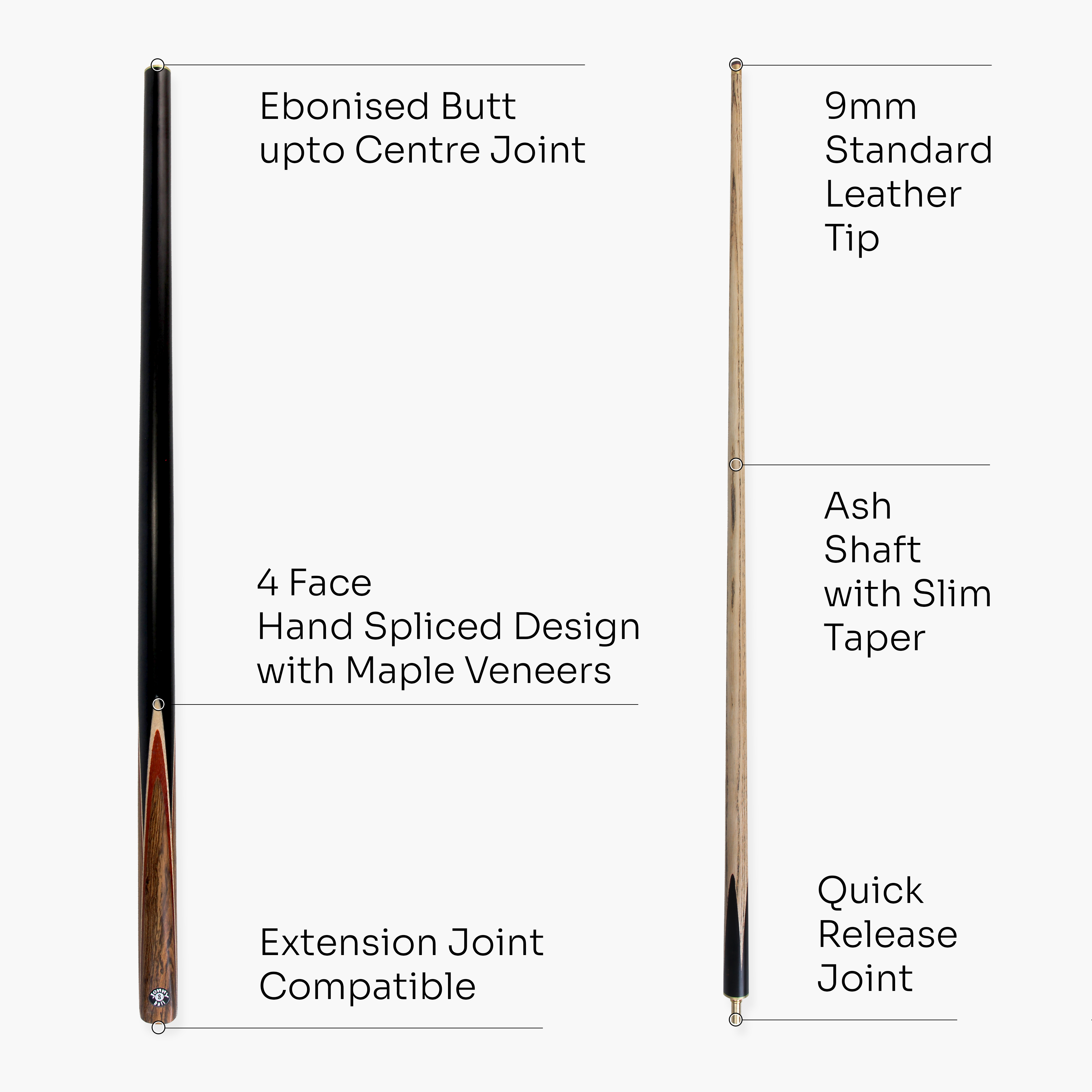 Jonny 8 Ball Needle 57-inch 2-piece pool cue Cue + Case