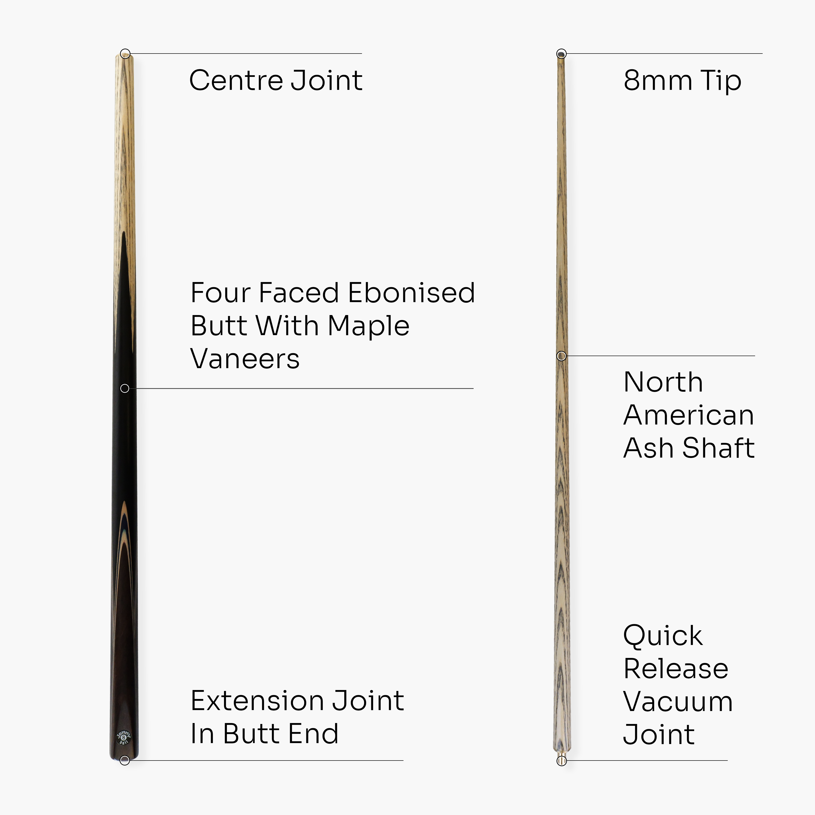 Jonny 8 Ball Vista 57-inch 2-piece pool cue Cue + Case