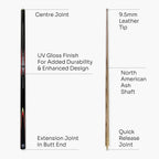 Jonny 8 Ball Trident 57-inch 2-piece cue Cue + Case
