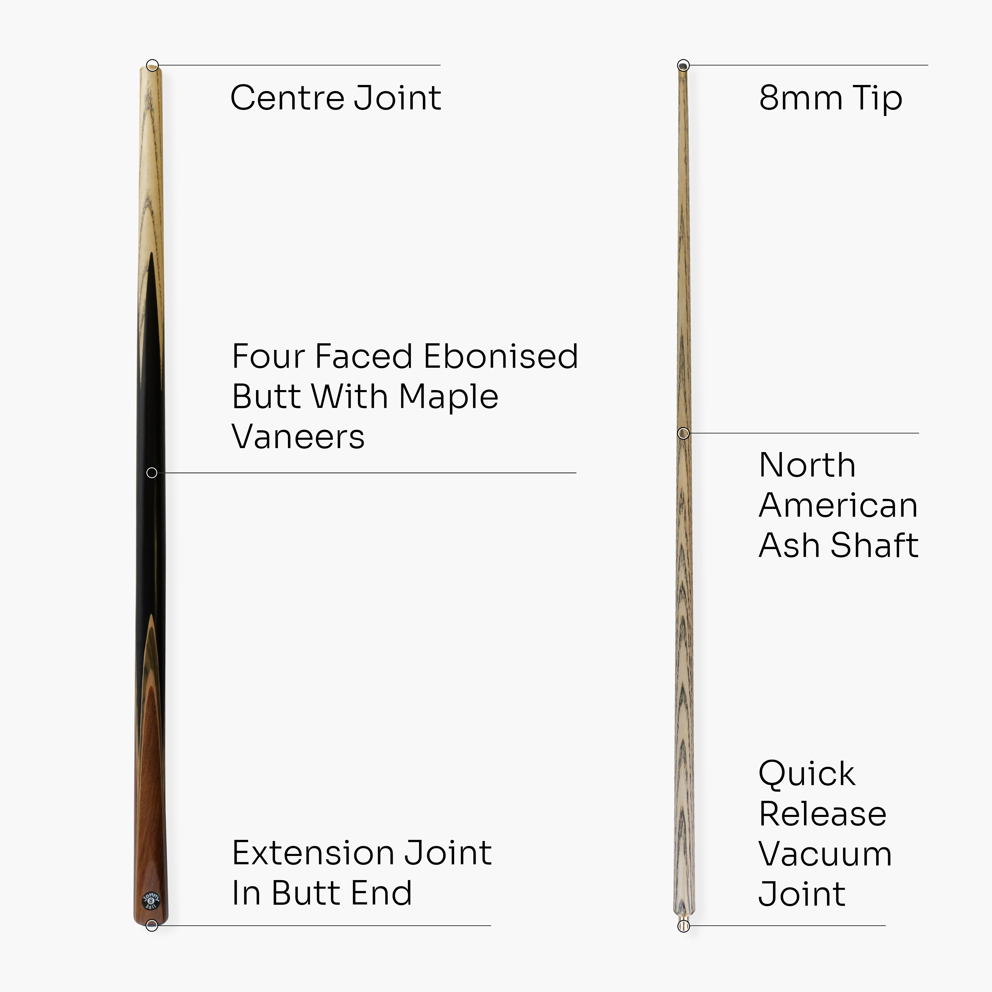 Jonny 8 Ball Vista 57-inch 2-piece pool cue Cue + Case