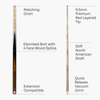 PRO147 Pearl Series Fire hand-spliced 57-inch cue