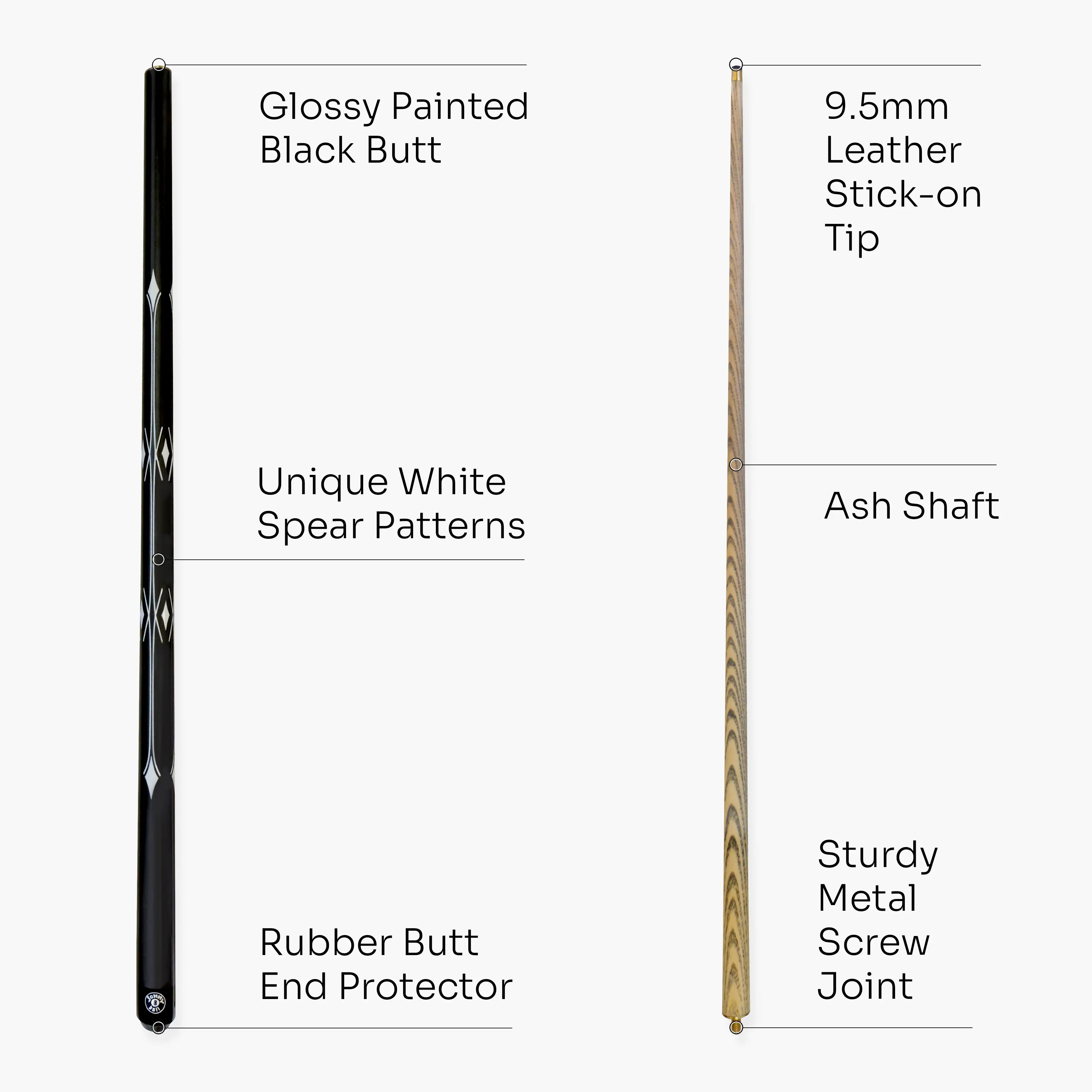 Jonny 8 Ball White Spear 57-inch cue and case set Cue + Case