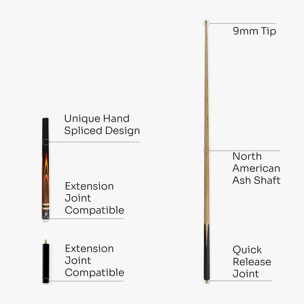 Jonny 8 Ball traditional 57-inch 3/4 cue with mini butt Cue + Case