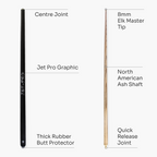 Jonny 8 Ball Black Jet-Pro 57-inch pool cue Cue + Case