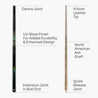 Jonny 8 Ball Trident 57-inch 2-piece cue Cue + Case