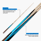 Baize Master Platinum Blue Flame 57-inch pool cue - 8.5mm tip Cue + Case