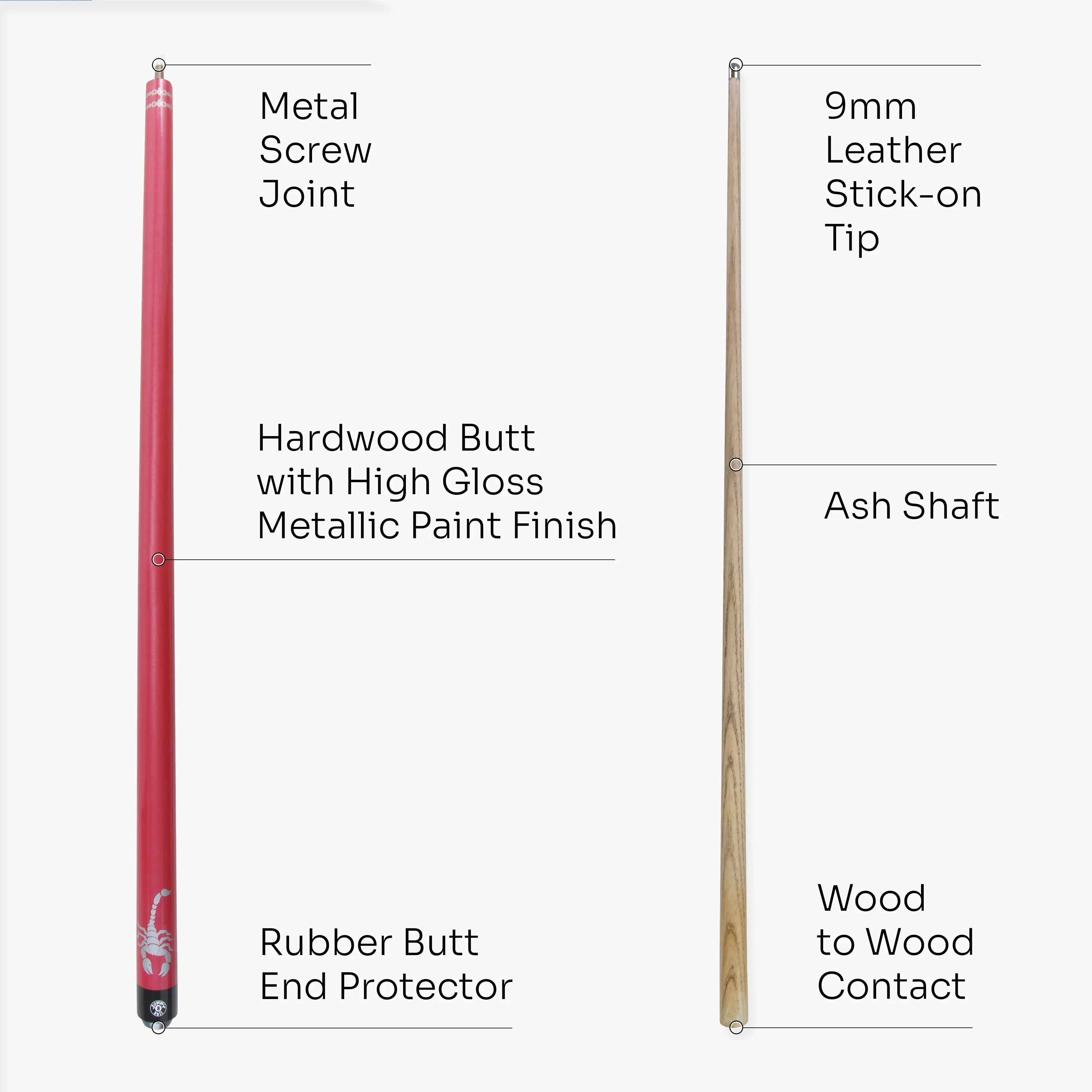 Jonny 8 Ball Scorpion 57-inch 2-piece cue Cue + Case