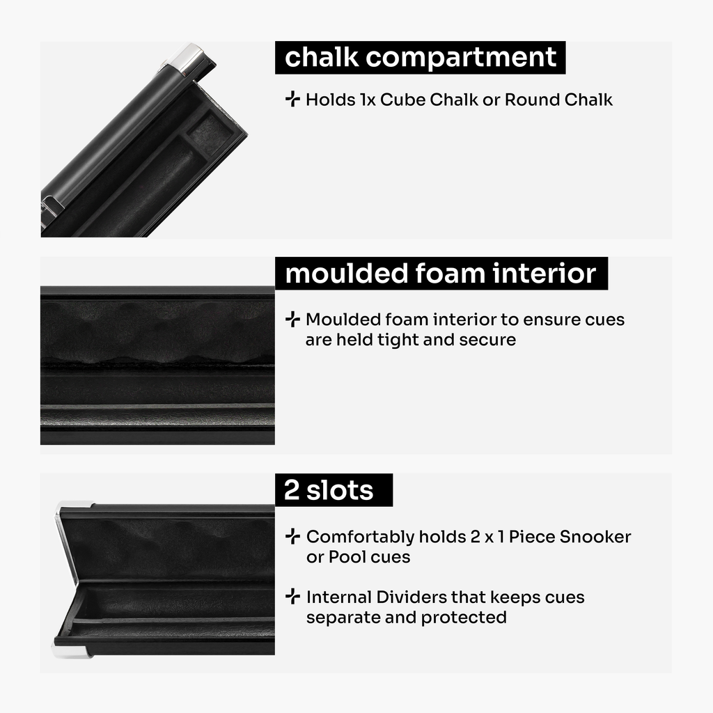 Baize Master Prestige Pro-Lock 1-piece metal cue case - 2 cues Cue + Case