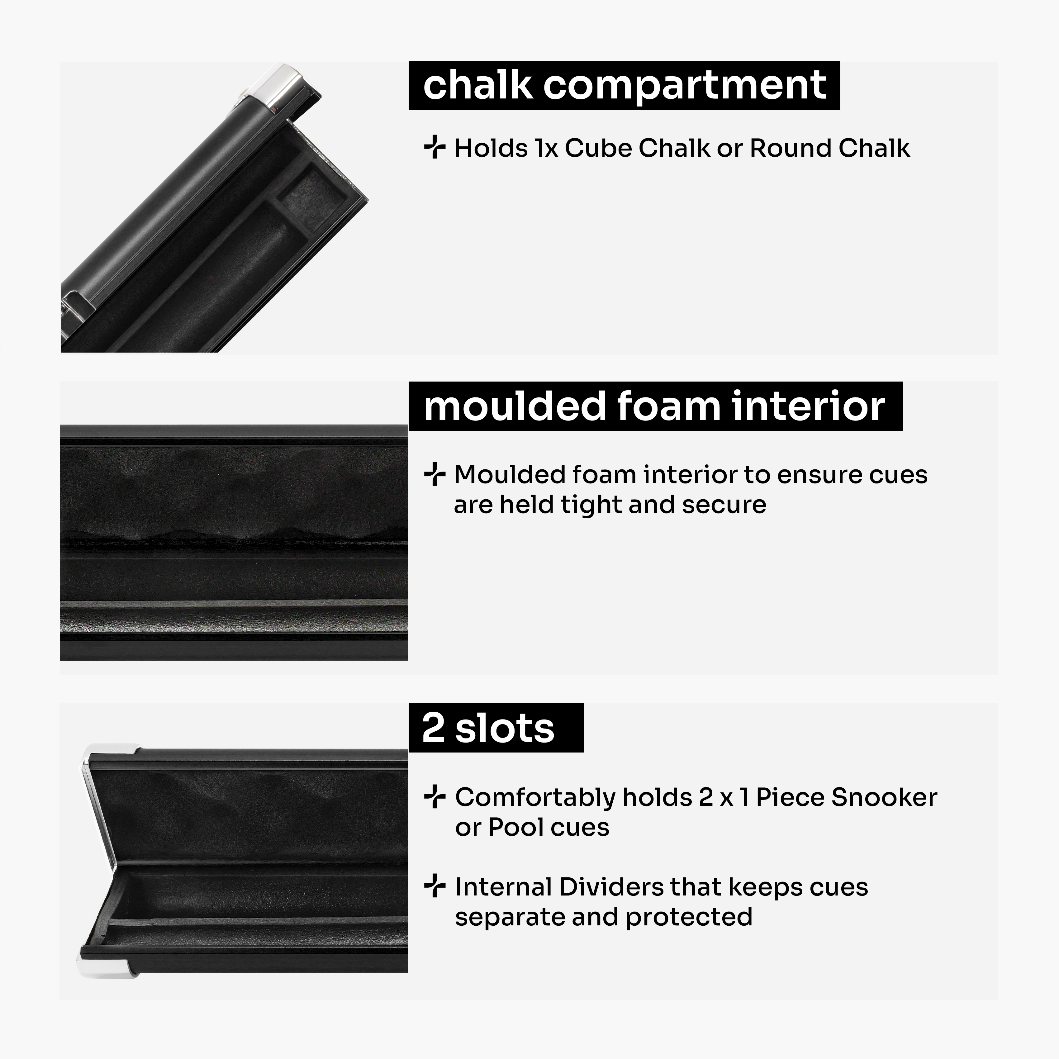 Baize Master Prestige Pro-Lock 1-piece metal cue case - 2 cues Cue + Case