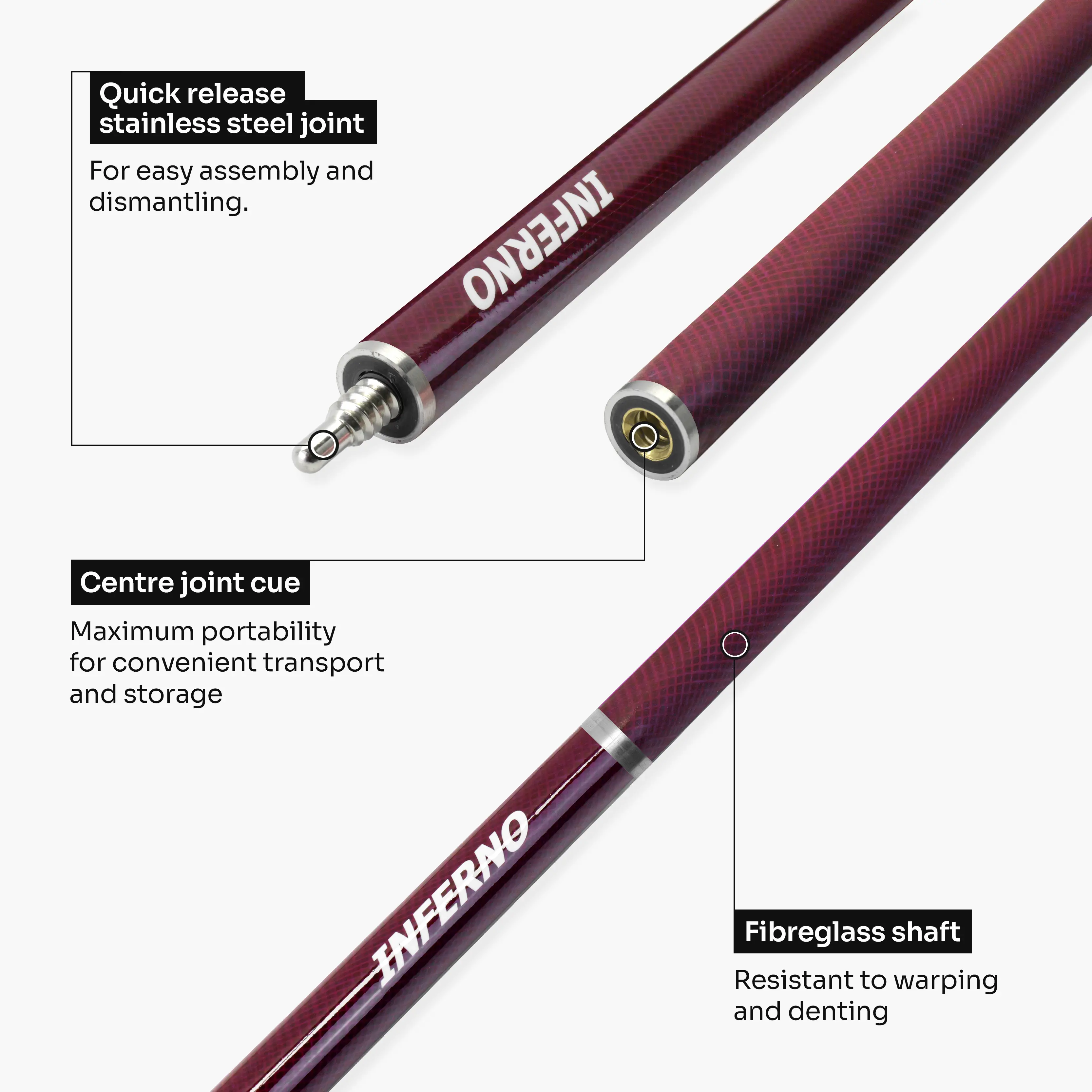 Jonny 8 Ball Inferno 2-piece graphite cue Cue + Case