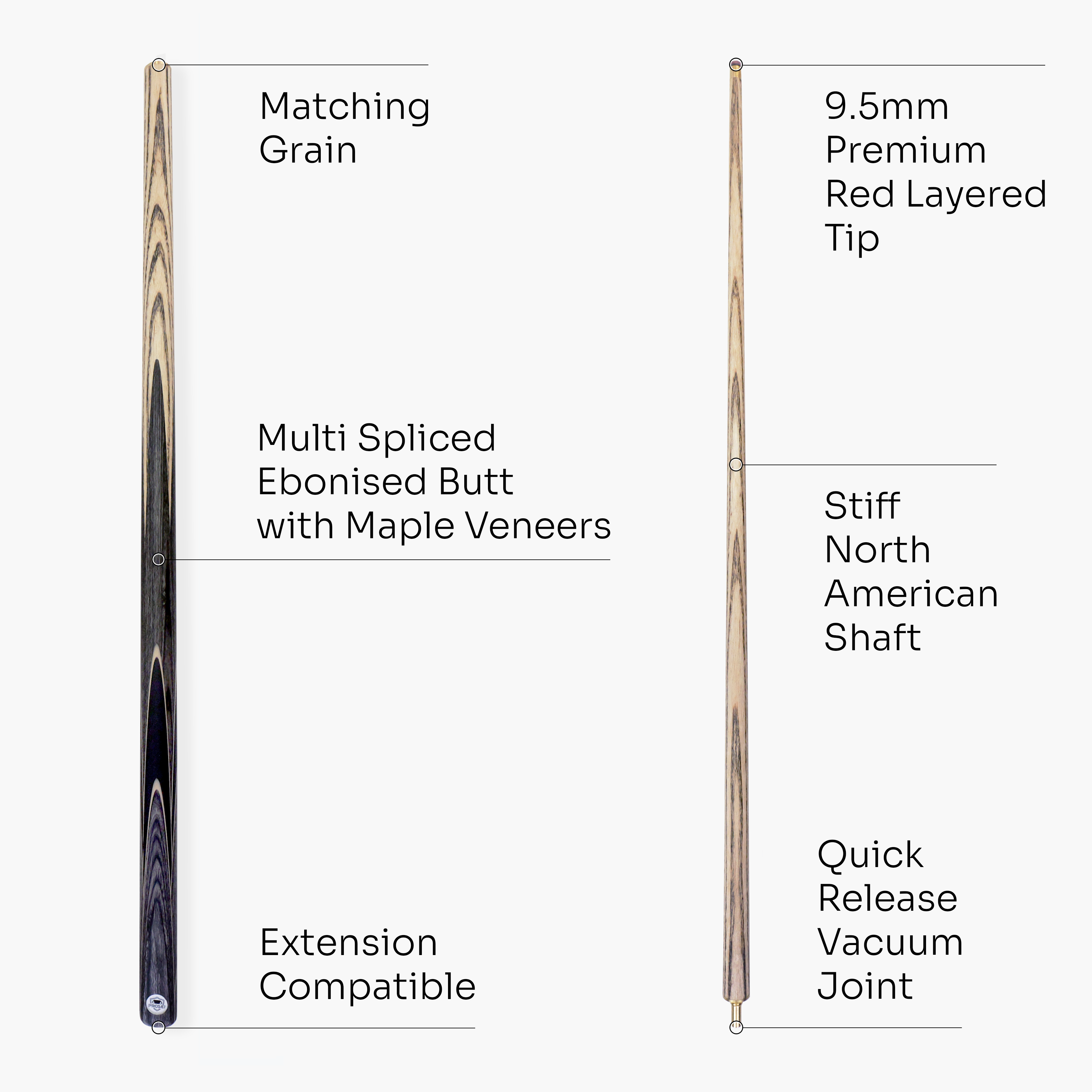 PRO147 Pearl Series Grey 57-inch cue and case set