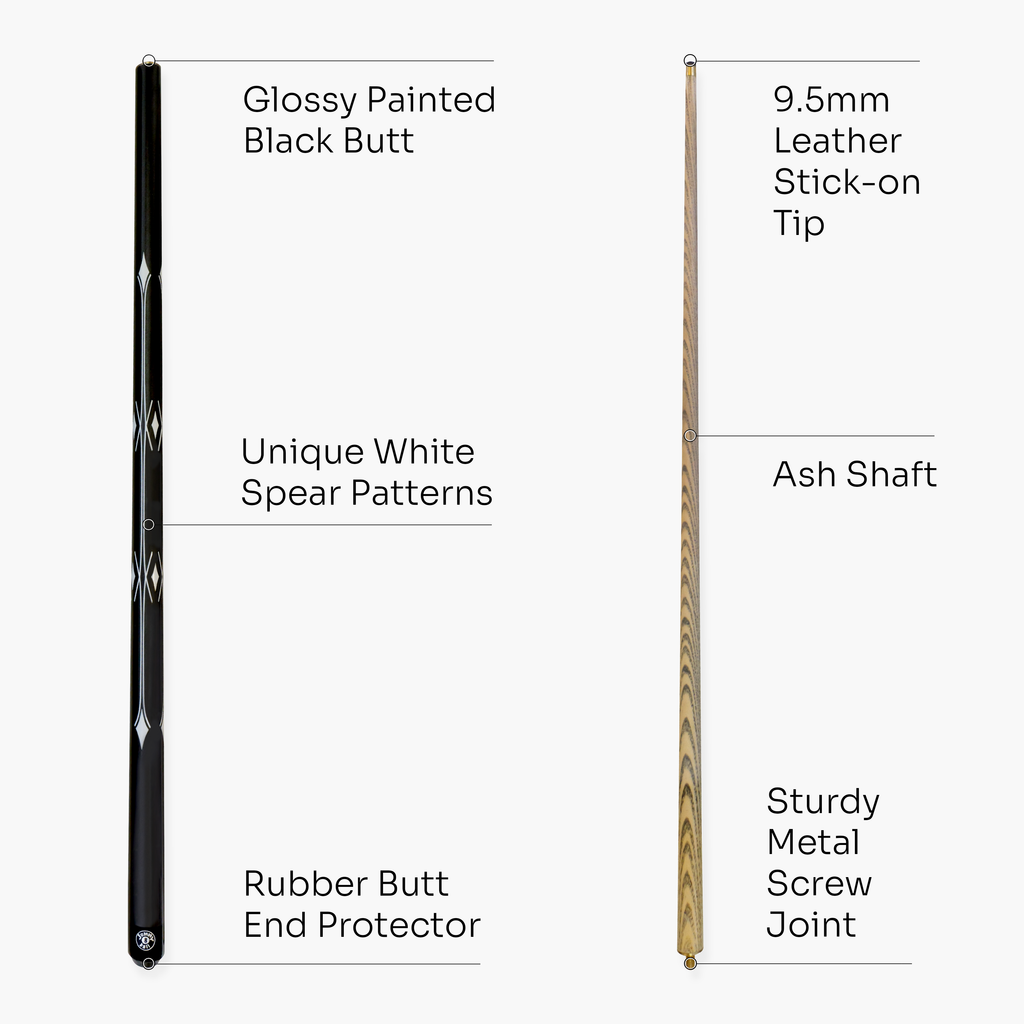 Jonny 8 Ball White Spear 57-inch 2-piece cue Cue + Case