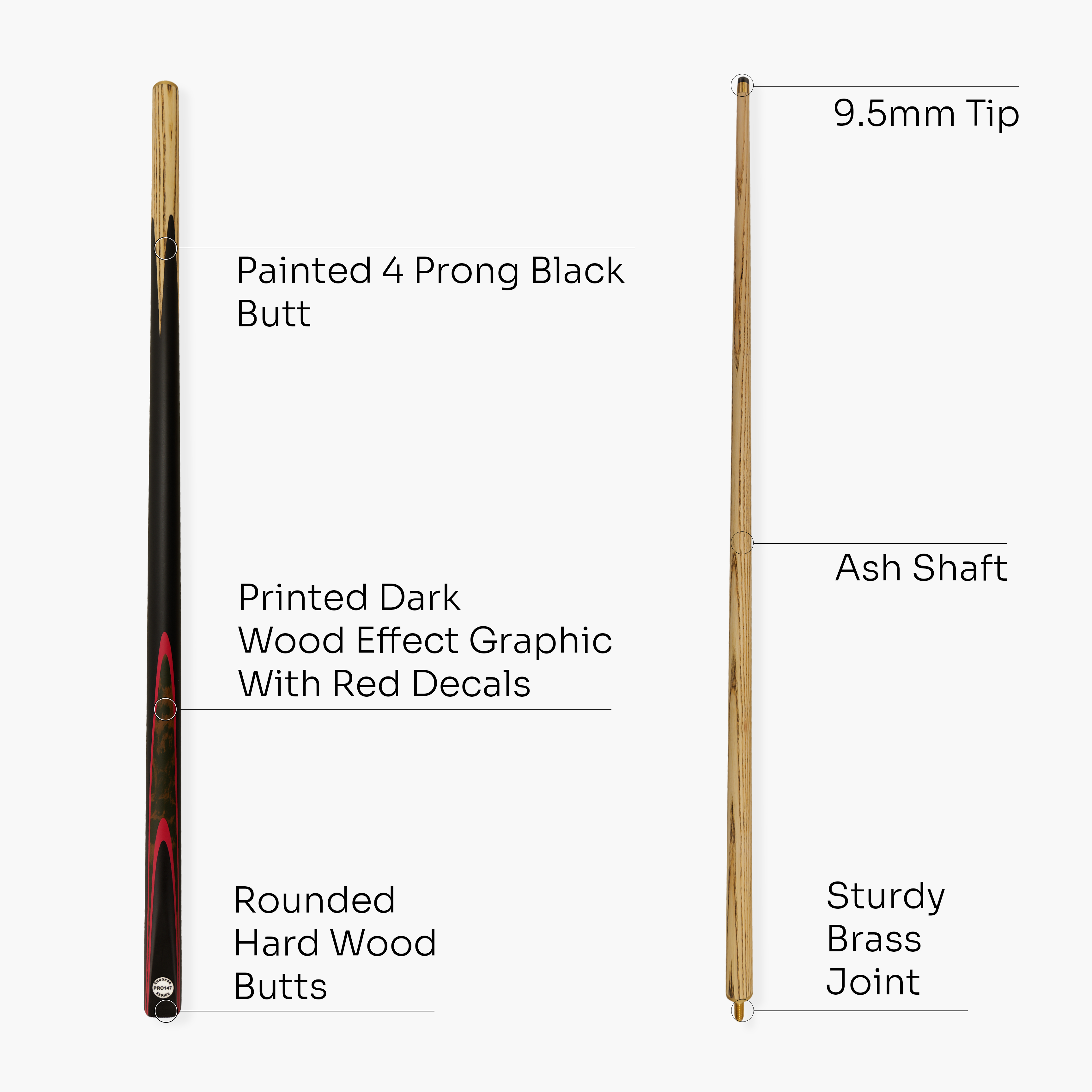 PRO147 Red Burl 57-inch cue and soft case set