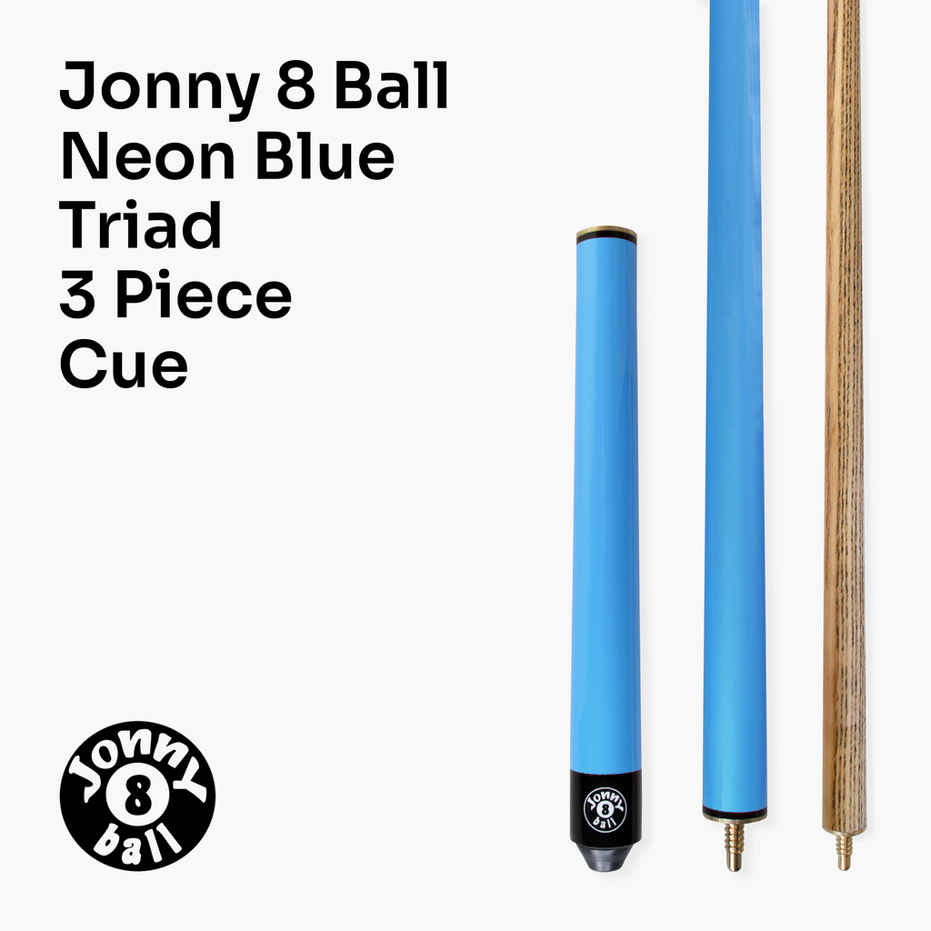 Jonny 8 Ball Neon Blue Triad 48-inch cue and soft case Cue + Case