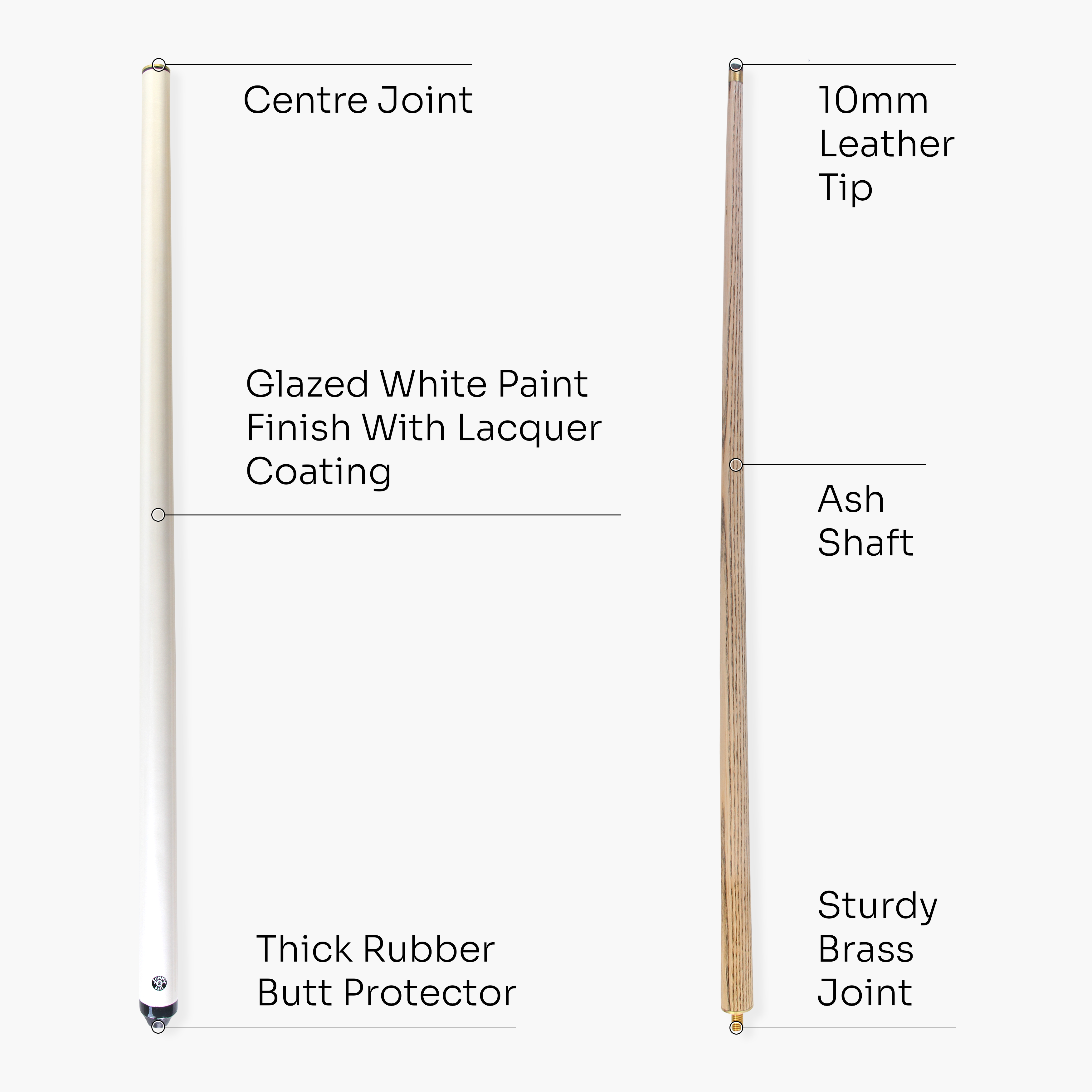 Jonny 8 Ball White Jet 48-inch junior cue Cue + Case