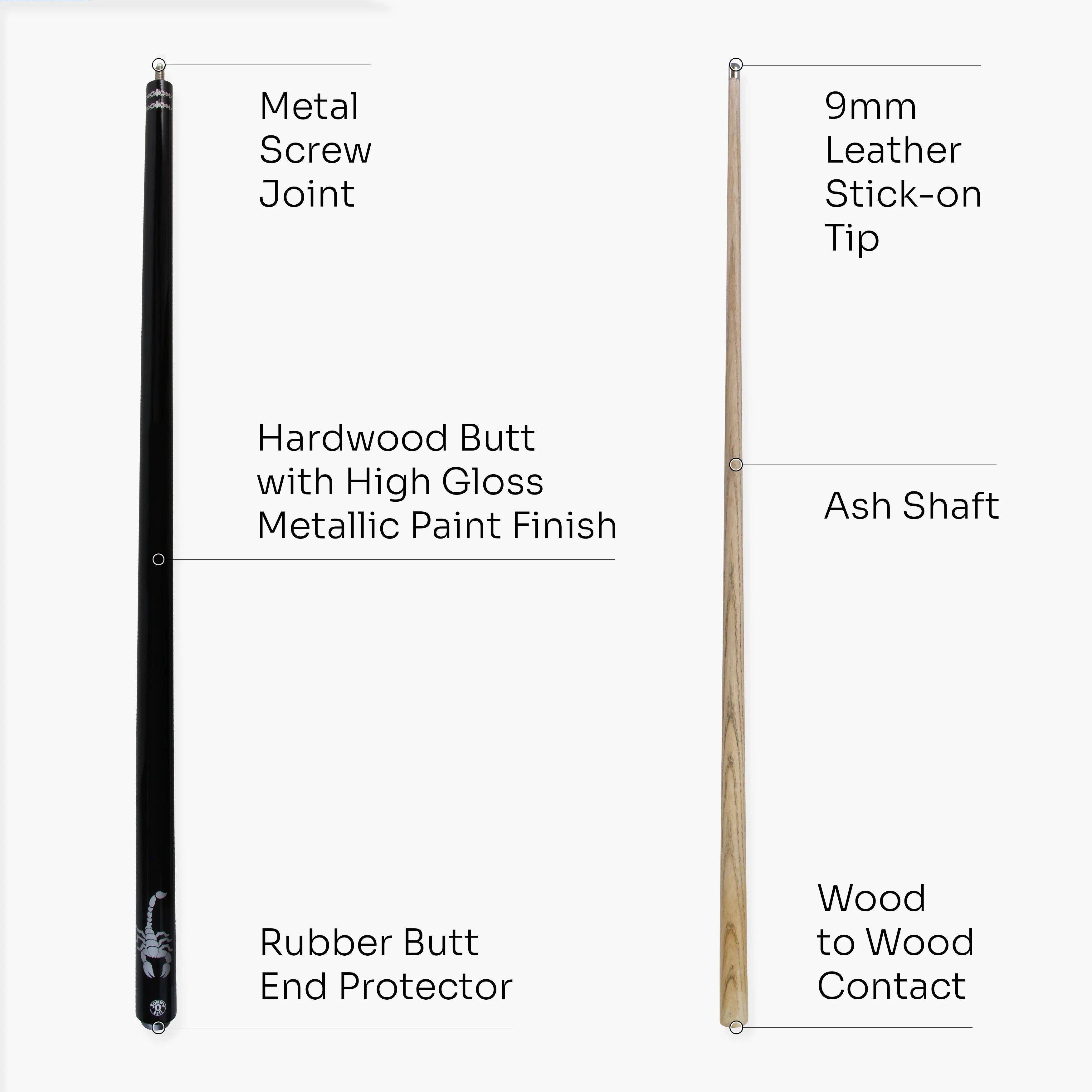 Jonny 8 Ball Scorpion 57-inch 2-piece cue Cue + Case