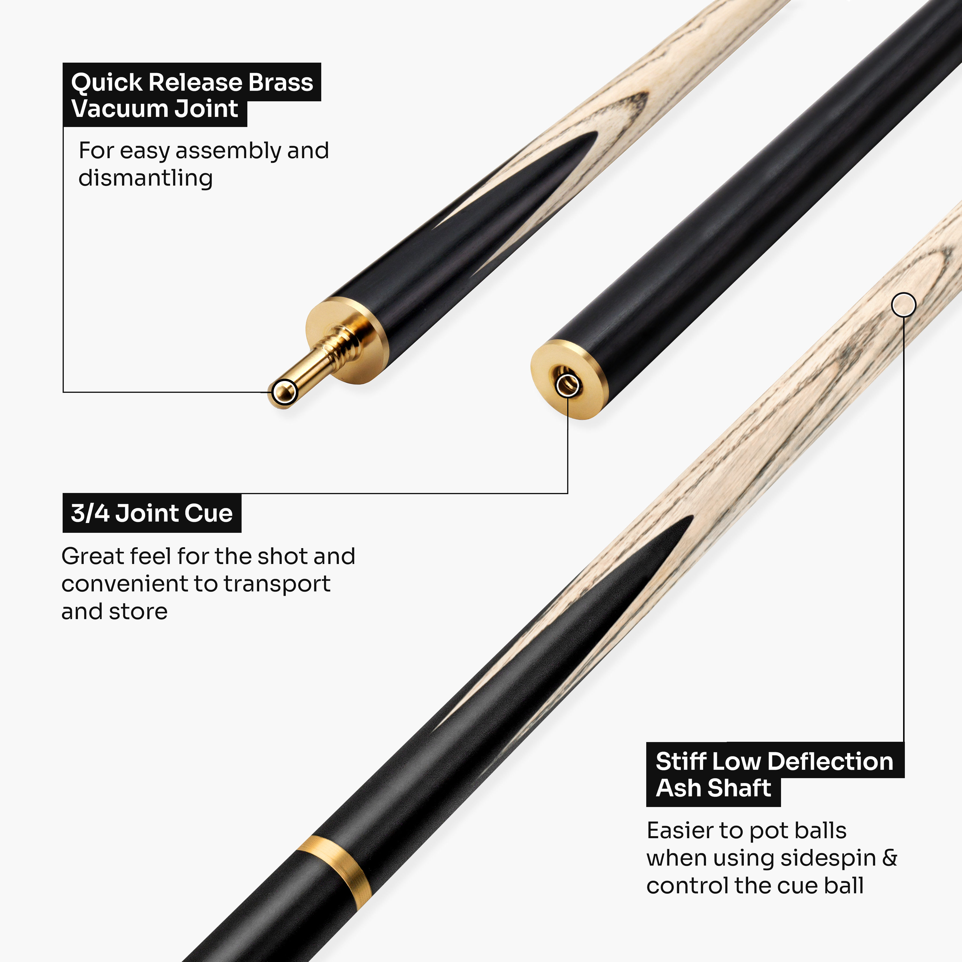Baize Master Platinum Majestique 57-inch pool cue - 8.5mm tip Cue + Case