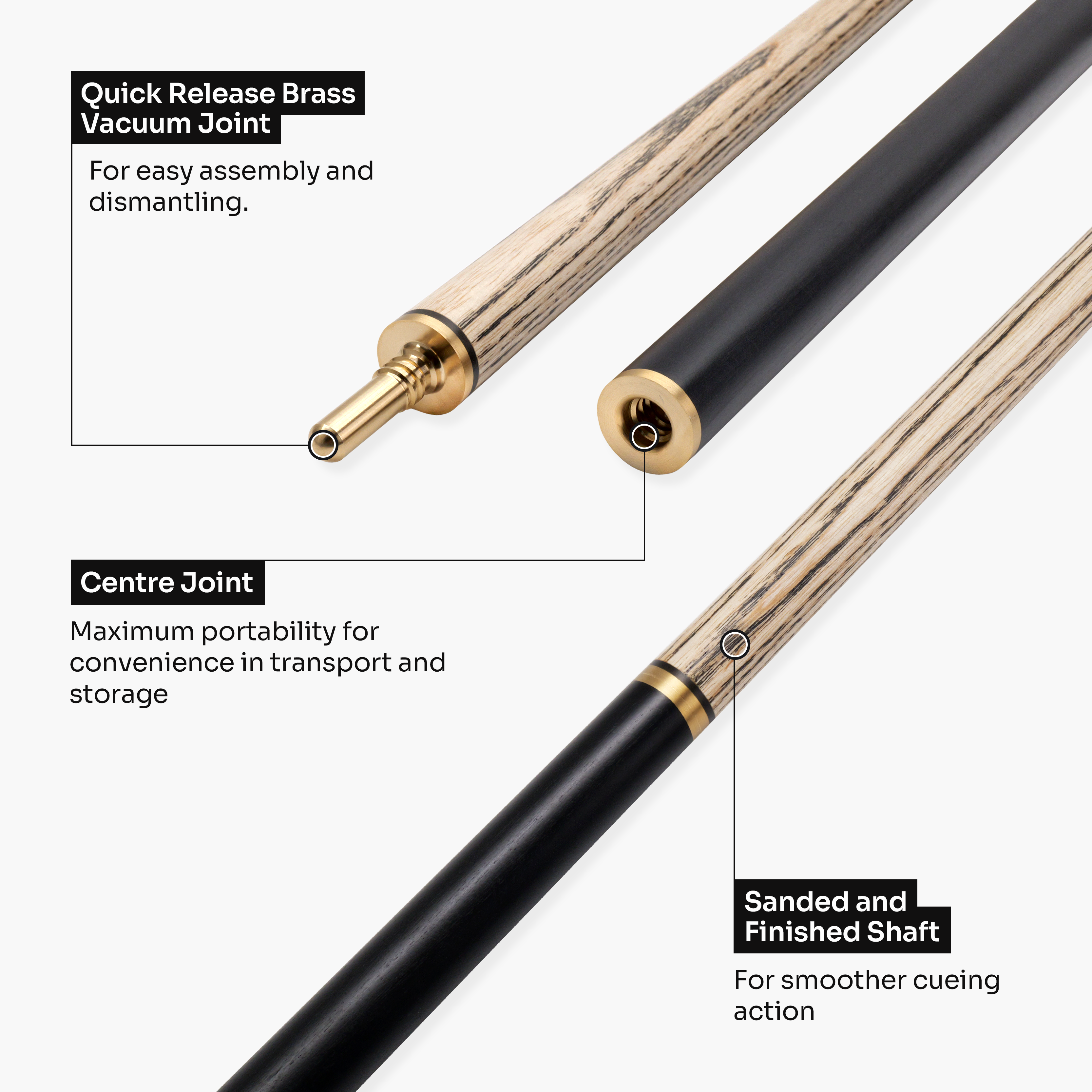 Baize Master Blackline Classic 2-piece snooker cue Cue + Case