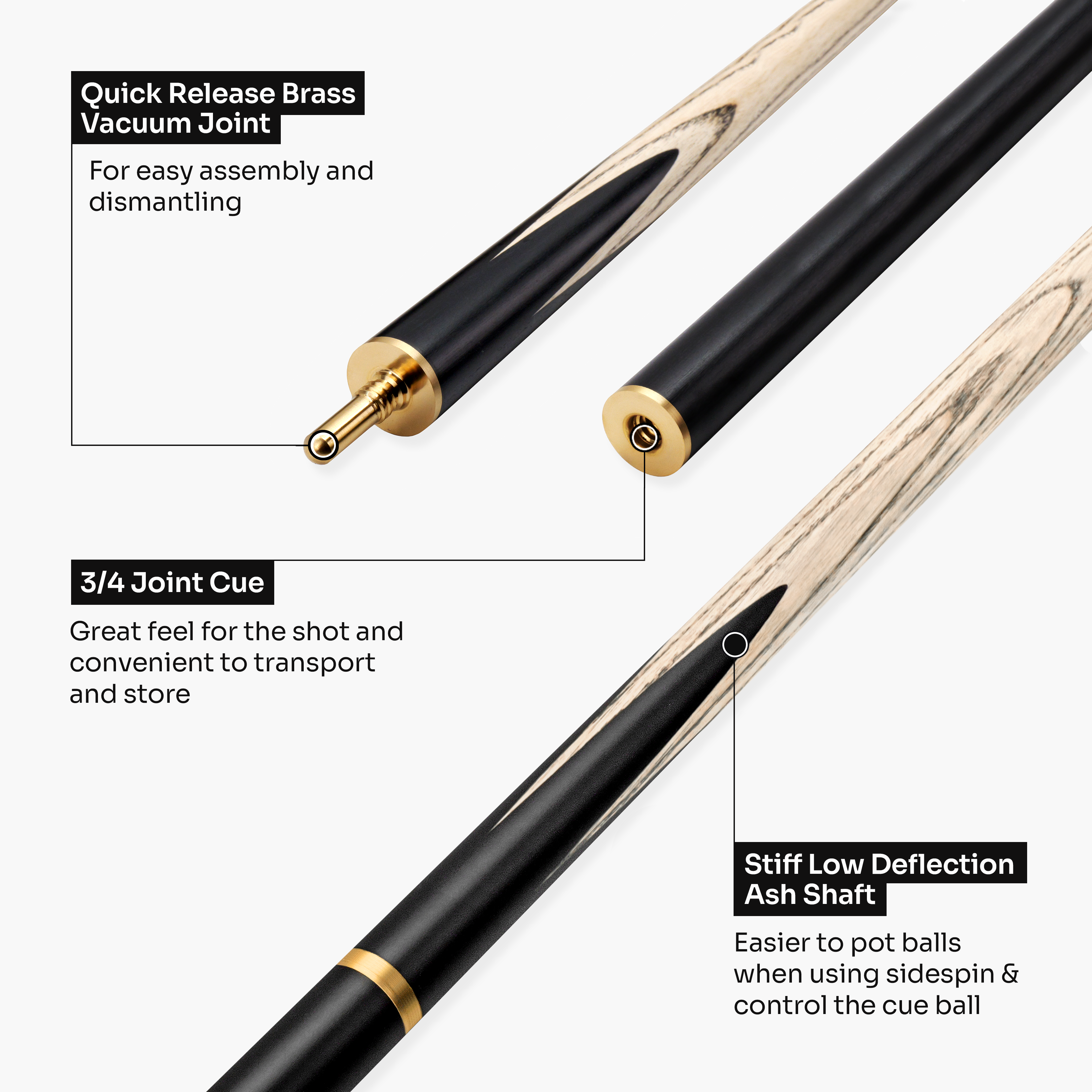 Baize Master Platinum Majestique 58-inch cue - 9.5mm tip Cue + Case
