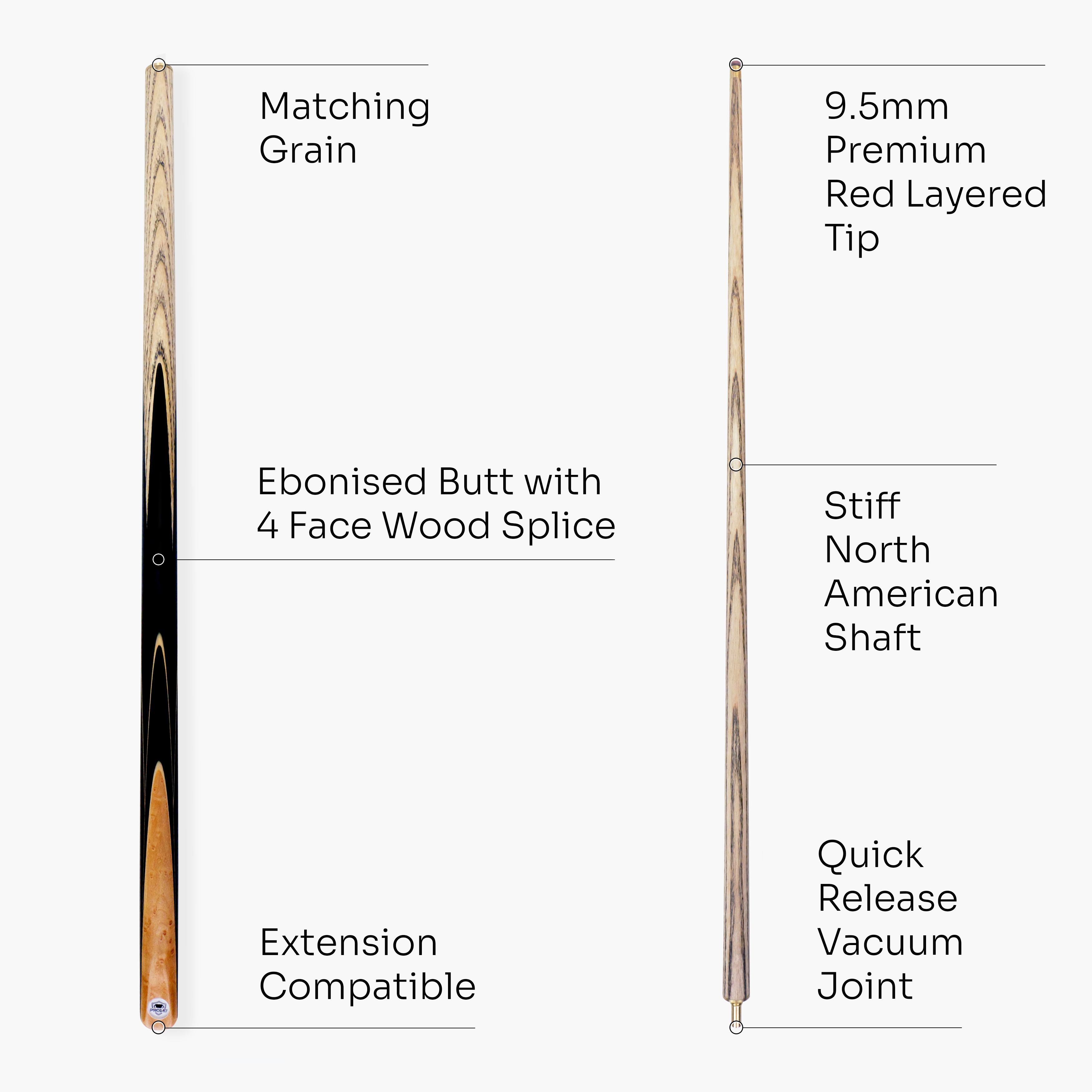 PRO147 Pearl Series Olive hand-spliced 57-inch cue