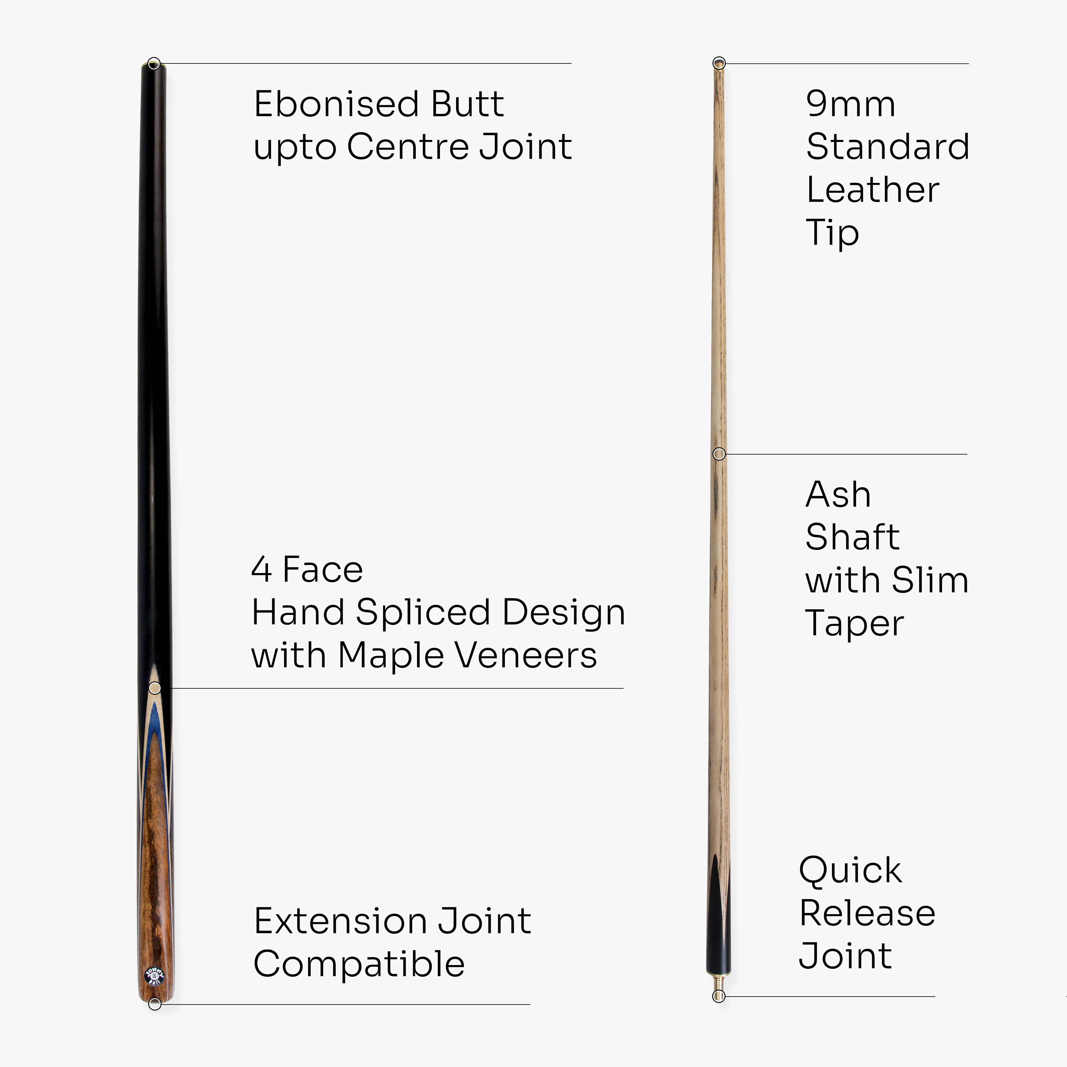 Jonny 8 Ball Needle 57-inch 2-piece pool cue Cue + Case