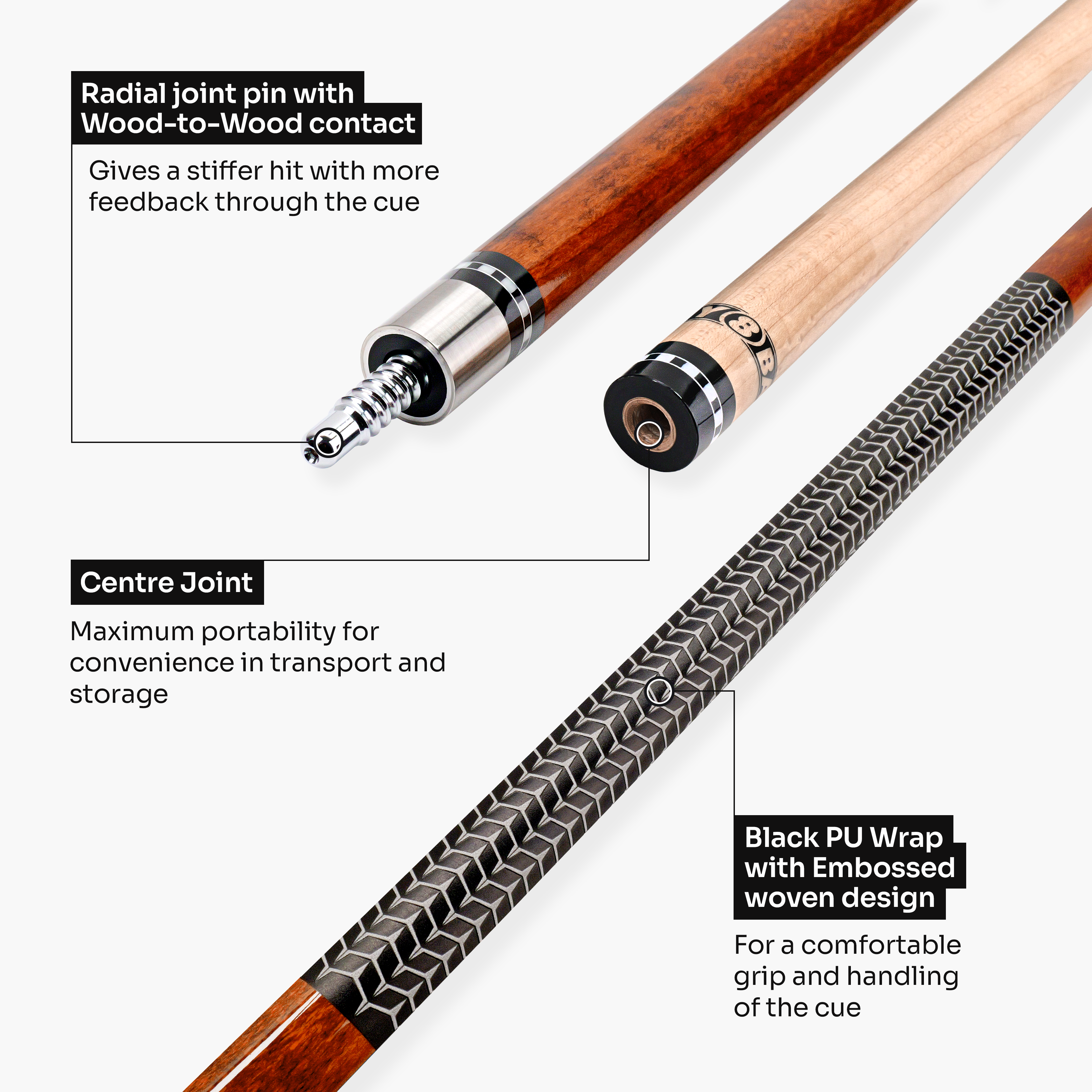 Jonny 8 Ball Ironweave American pool cue Cue + Case