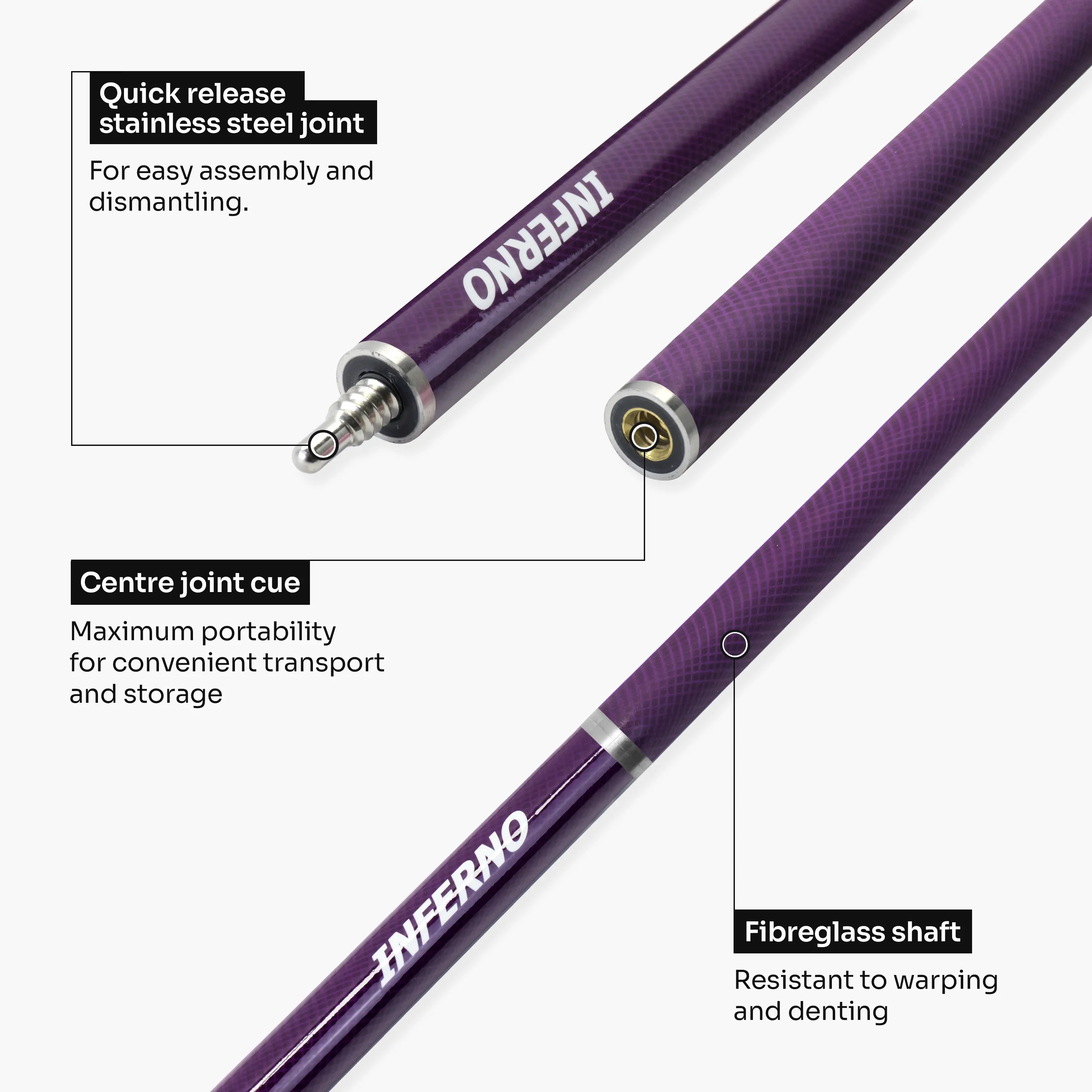 Jonny 8 Ball Inferno 2-piece graphite cue Cue + Case
