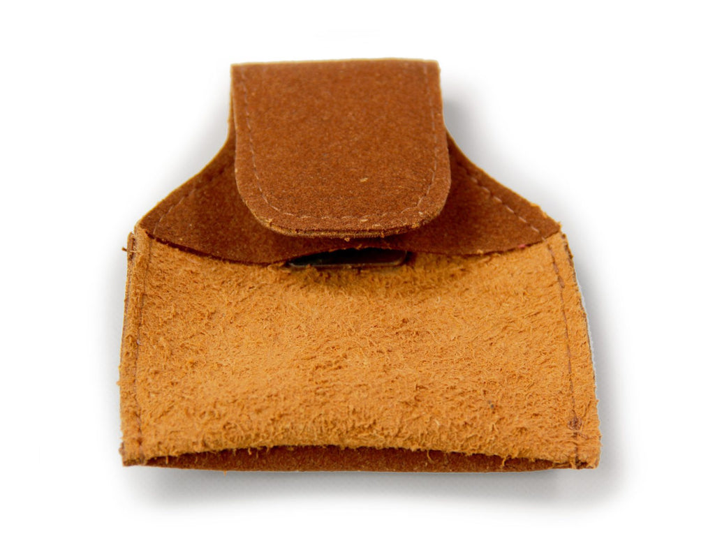 Brown suede chalk pouch with belt hook Cue + Case