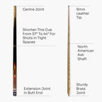 Jonny 8 Ball adjustable 57-inch 3-piece cue and hard case Cue + Case