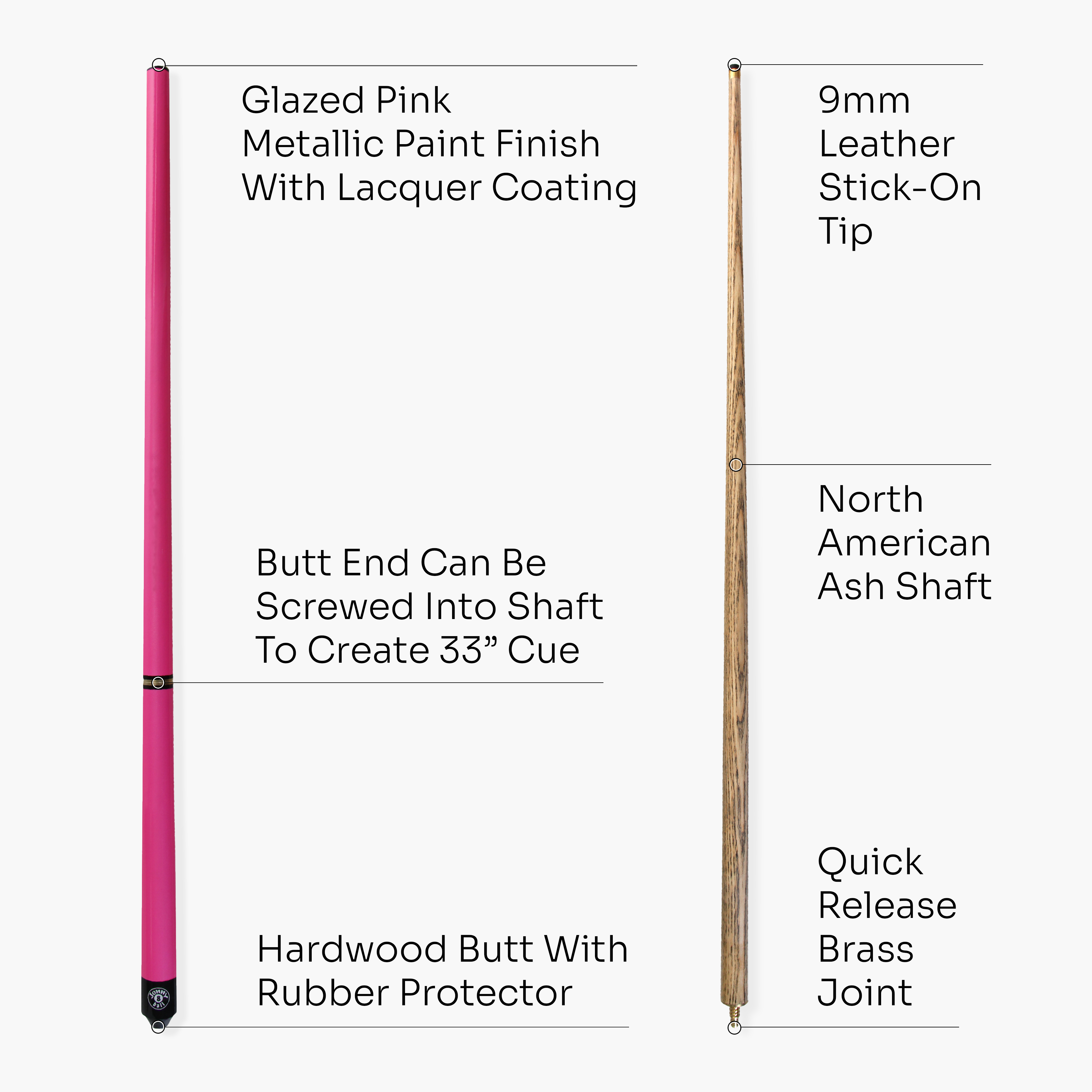 Jonny 8 Ball Triad 48-inch junior 3-piece cue Cue + Case