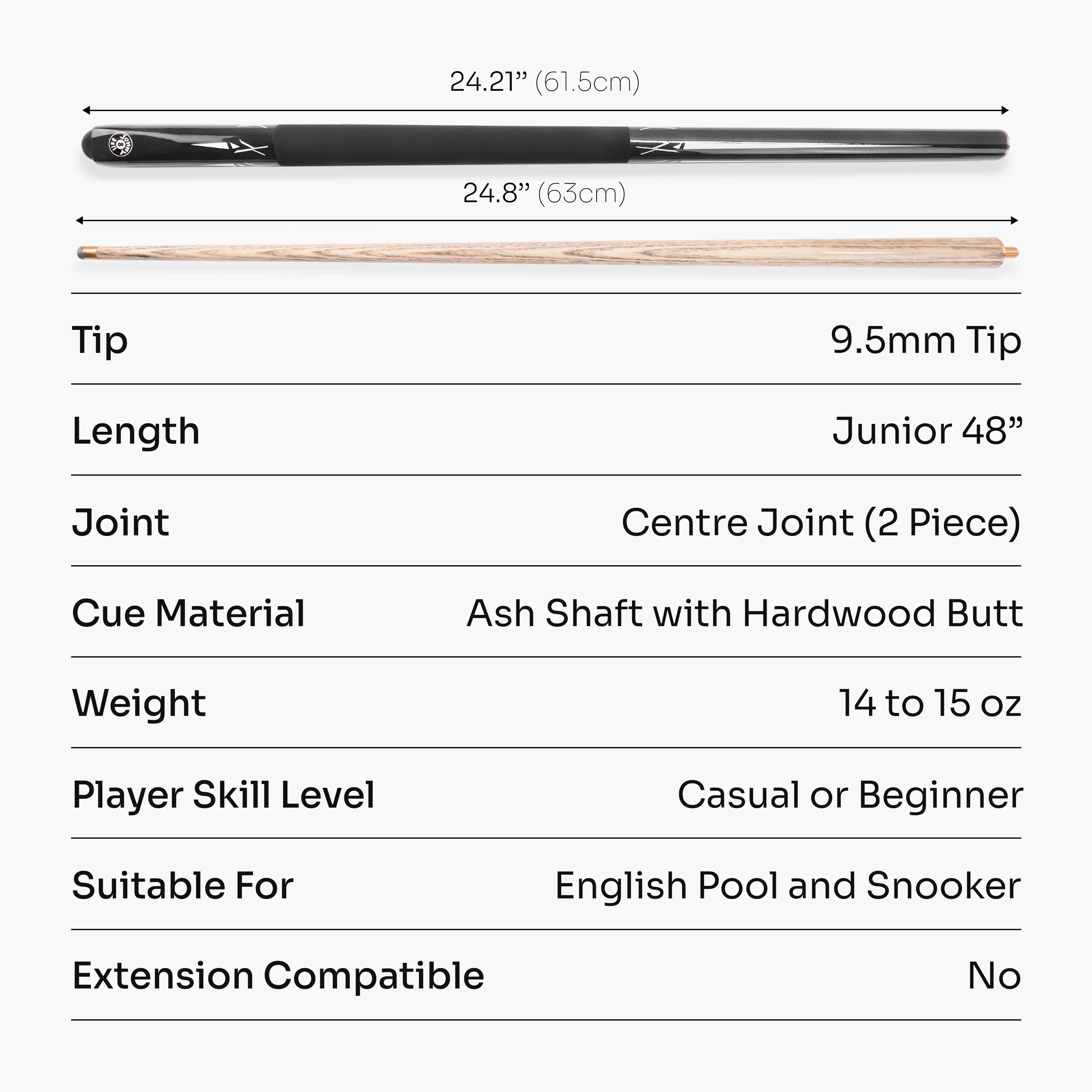 Jonny 8 Ball Black Torpedo 48-inch junior cue Cue + Case