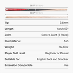 Baize Master Conquest 52-inch junior 2-piece cue Cue + Case