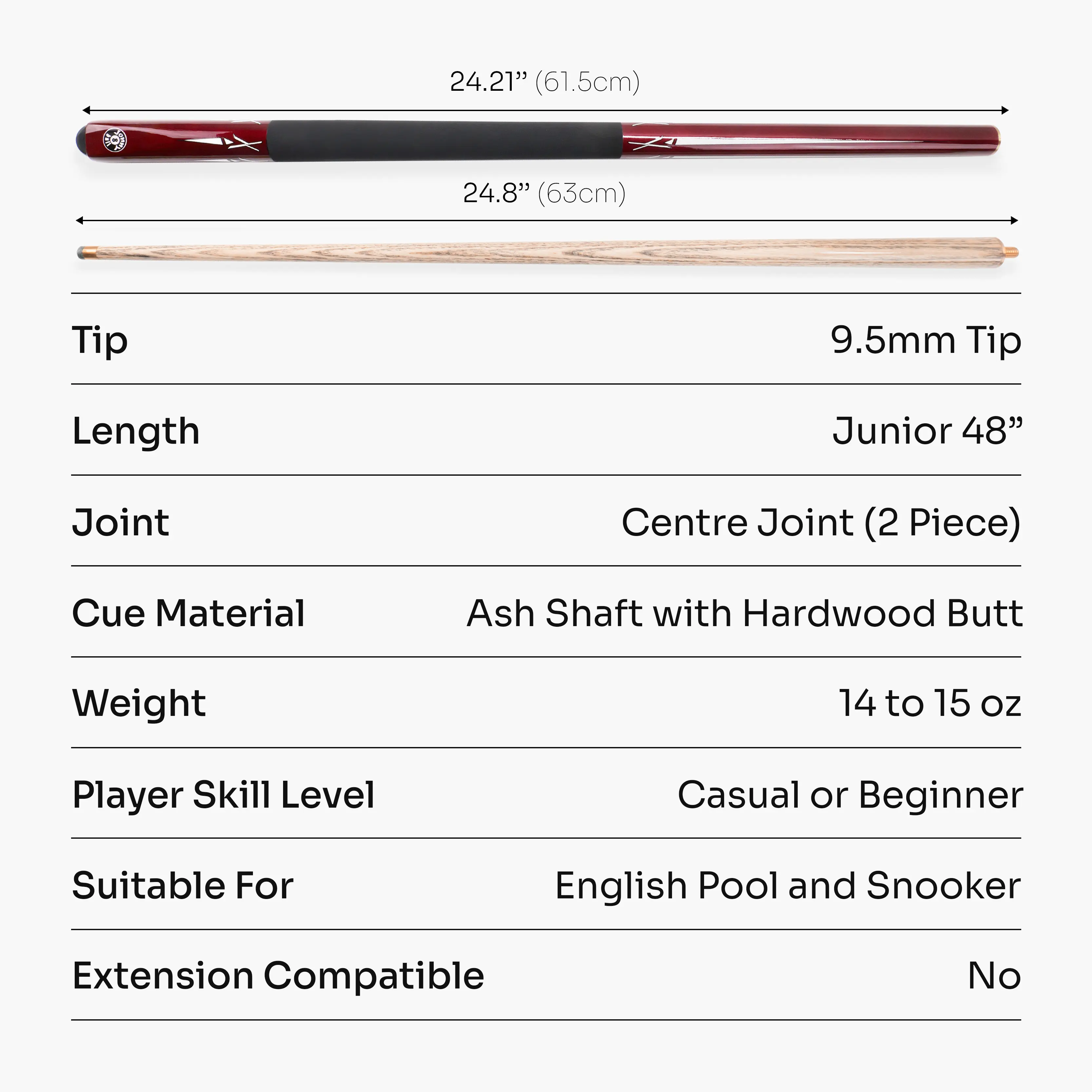 Jonny 8 Ball Red Torpedo 48-inch junior cue Cue + Case