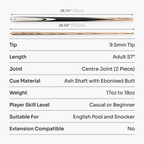 Kudos Classic 57-inch heavy weight 2-piece cue Cue + Case
