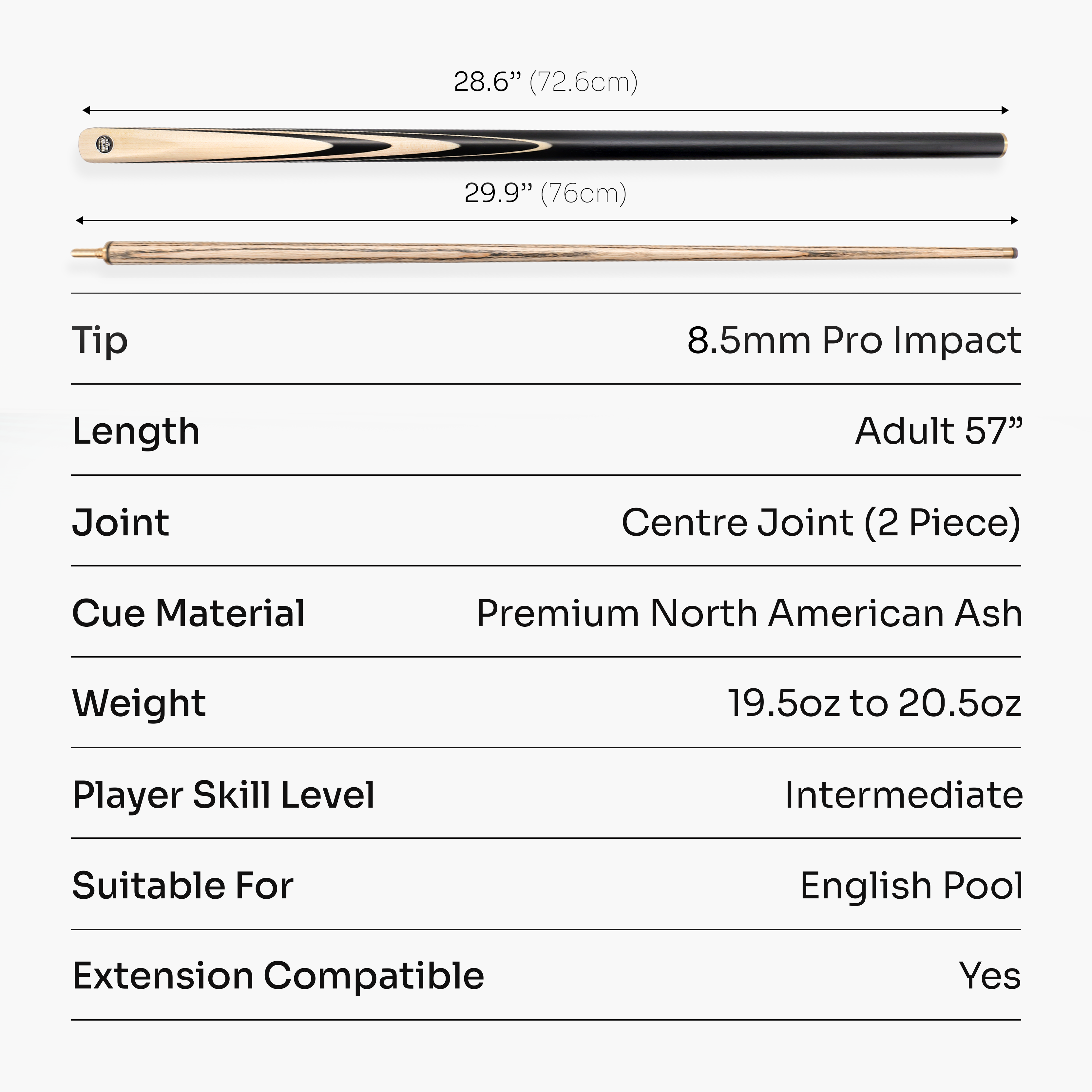Baize Master Blackline Classic 2-piece pool cue Cue + Case
