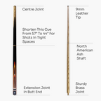 Jonny 8 Ball adjustable 57-inch 3-piece cue Cue + Case