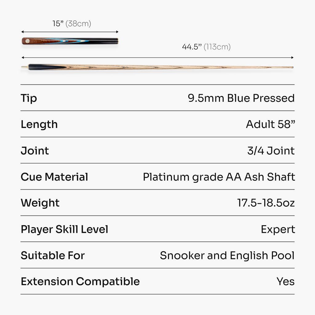Baize Master Platinum Majestique 58-inch cue - 9.5mm tip Cue + Case