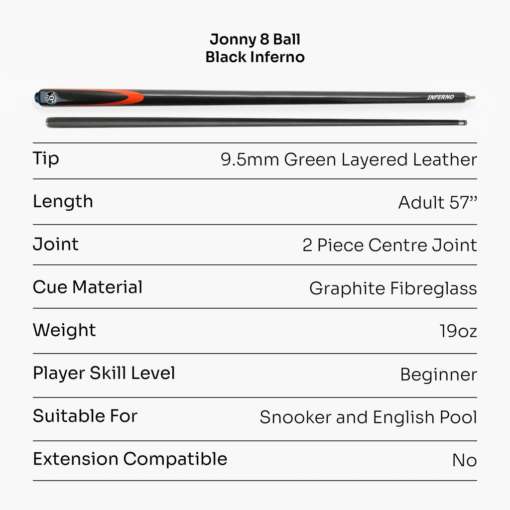 Jonny 8 Ball Inferno 2-piece graphite cue Cue + Case