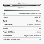 Jonny 8 Ball Inferno 2-piece graphite cue Cue + Case