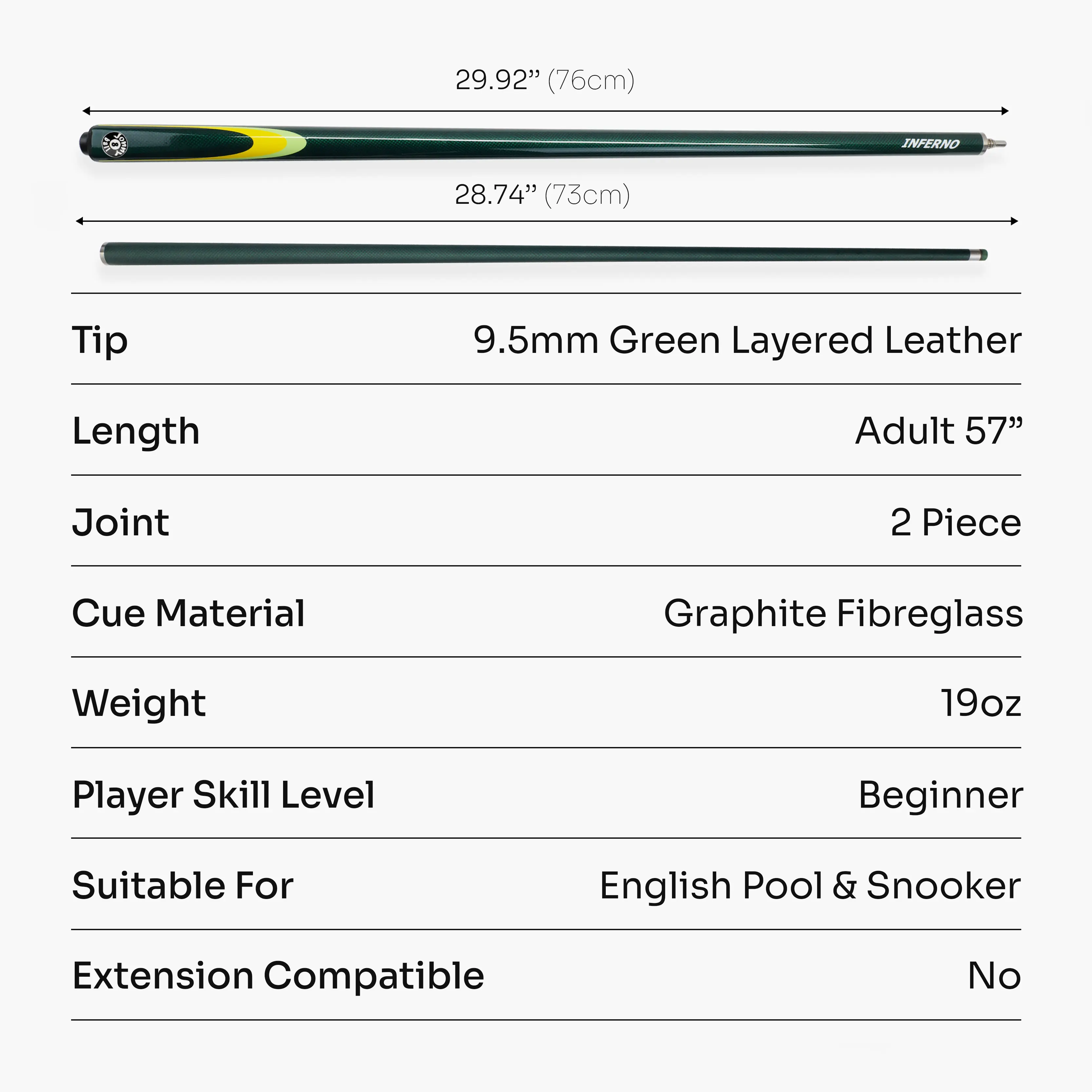 Jonny 8 Ball Inferno 2-piece graphite cue Cue + Case