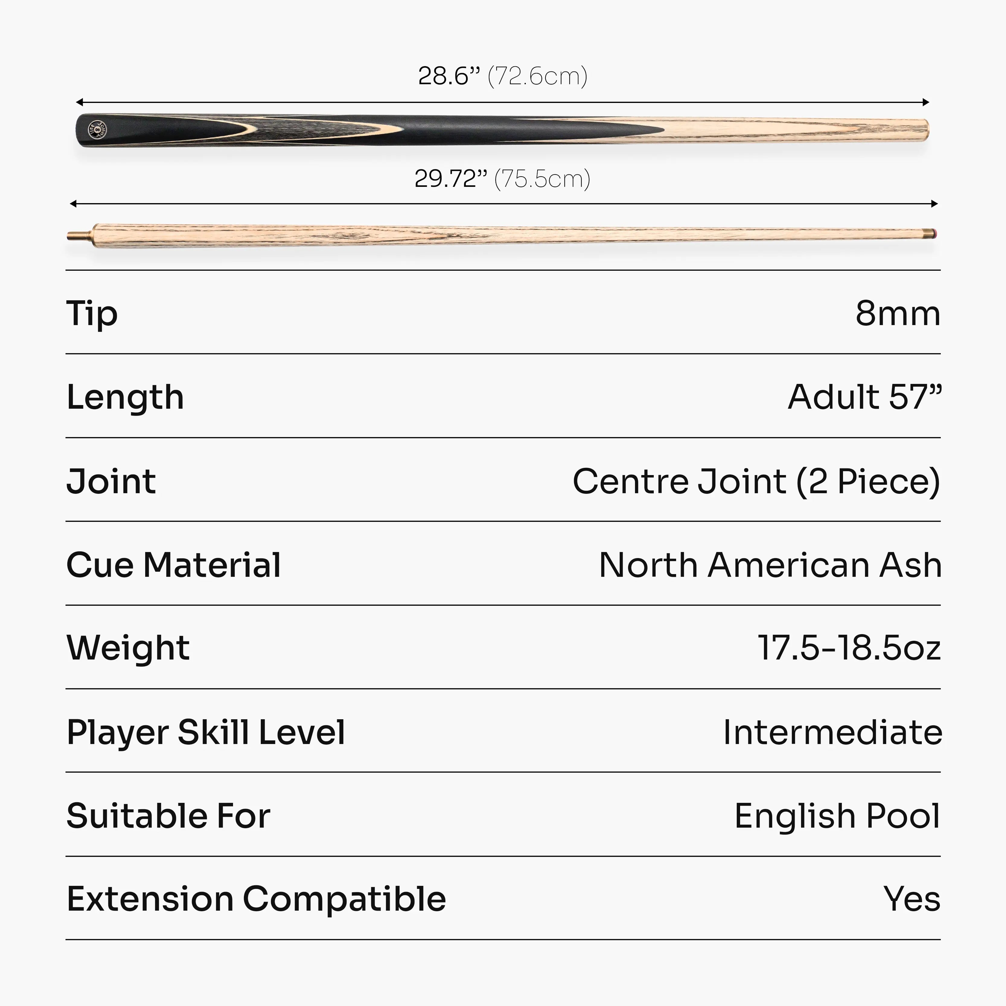 Jonny 8 Ball Sniper 57-inch 2-piece pool cue Cue + Case