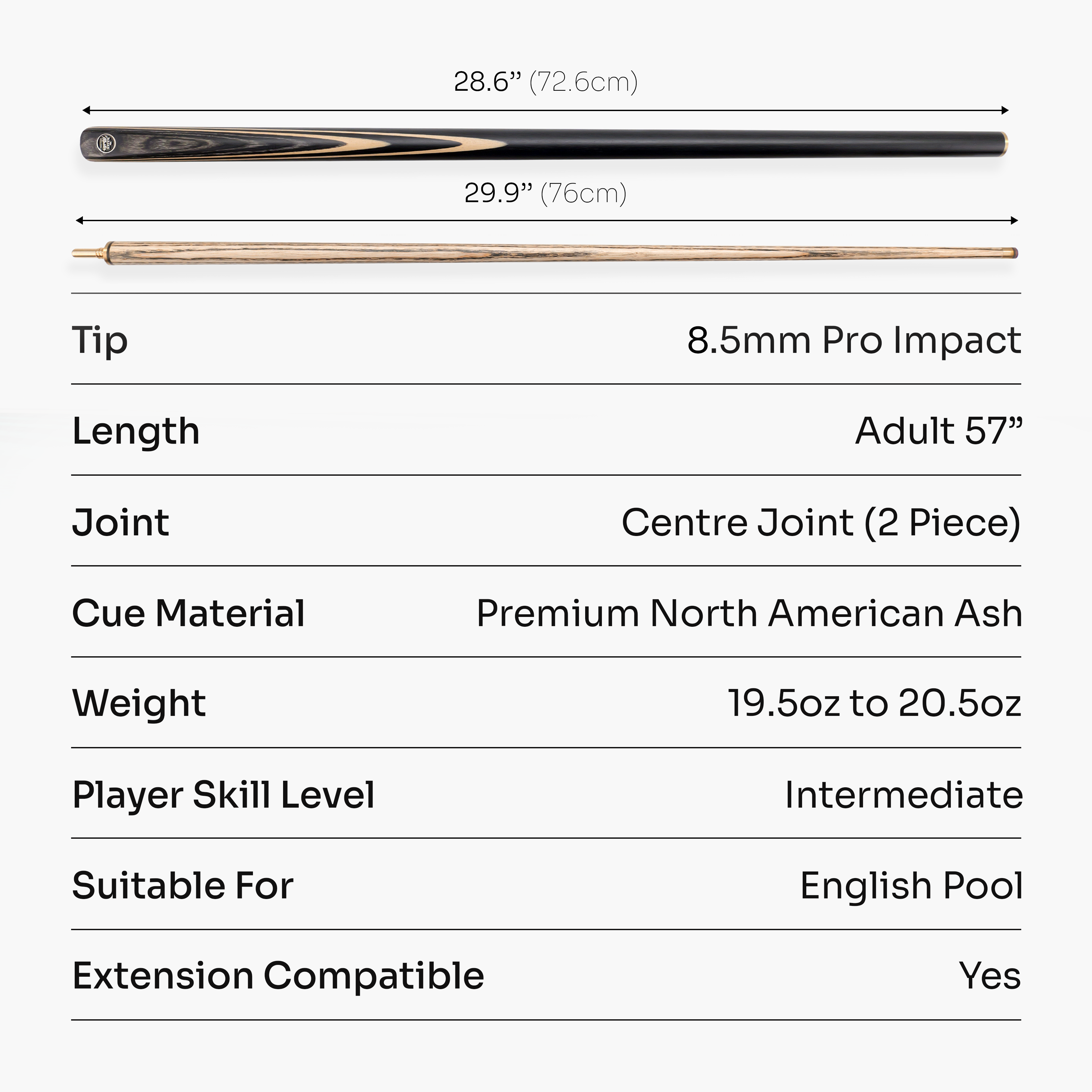 Baize Master Blackline Classic 2-piece pool cue Cue + Case