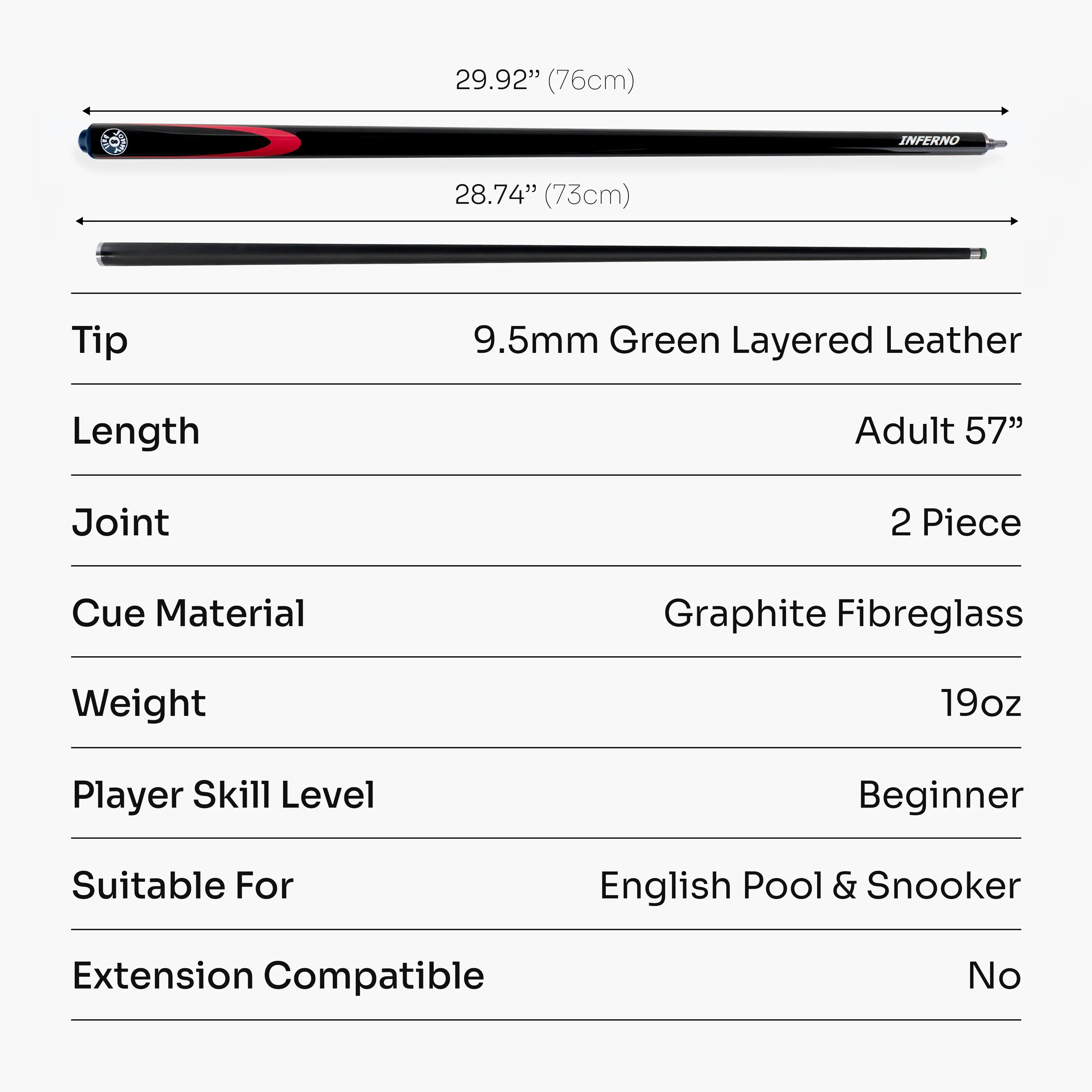 Jonny 8 Ball Inferno 2-piece graphite cue Cue + Case