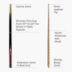 Jonny 8 Ball adjustable 57-inch 3-piece cue and hard case Cue + Case