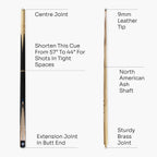 Jonny 8 Ball adjustable 57-inch 3-piece cue and hard case Cue + Case