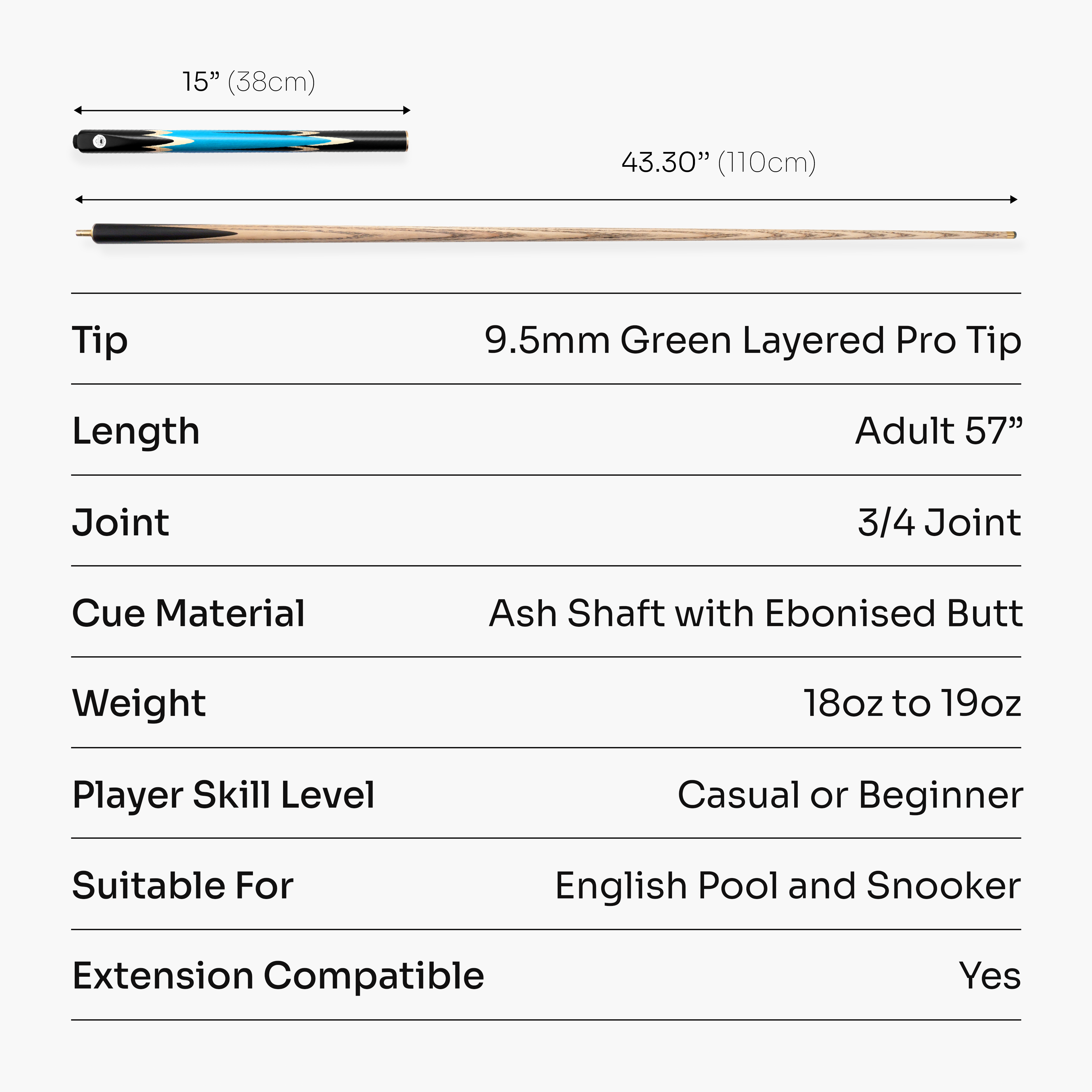 PRO147 Lancet 3/4 cue and case set