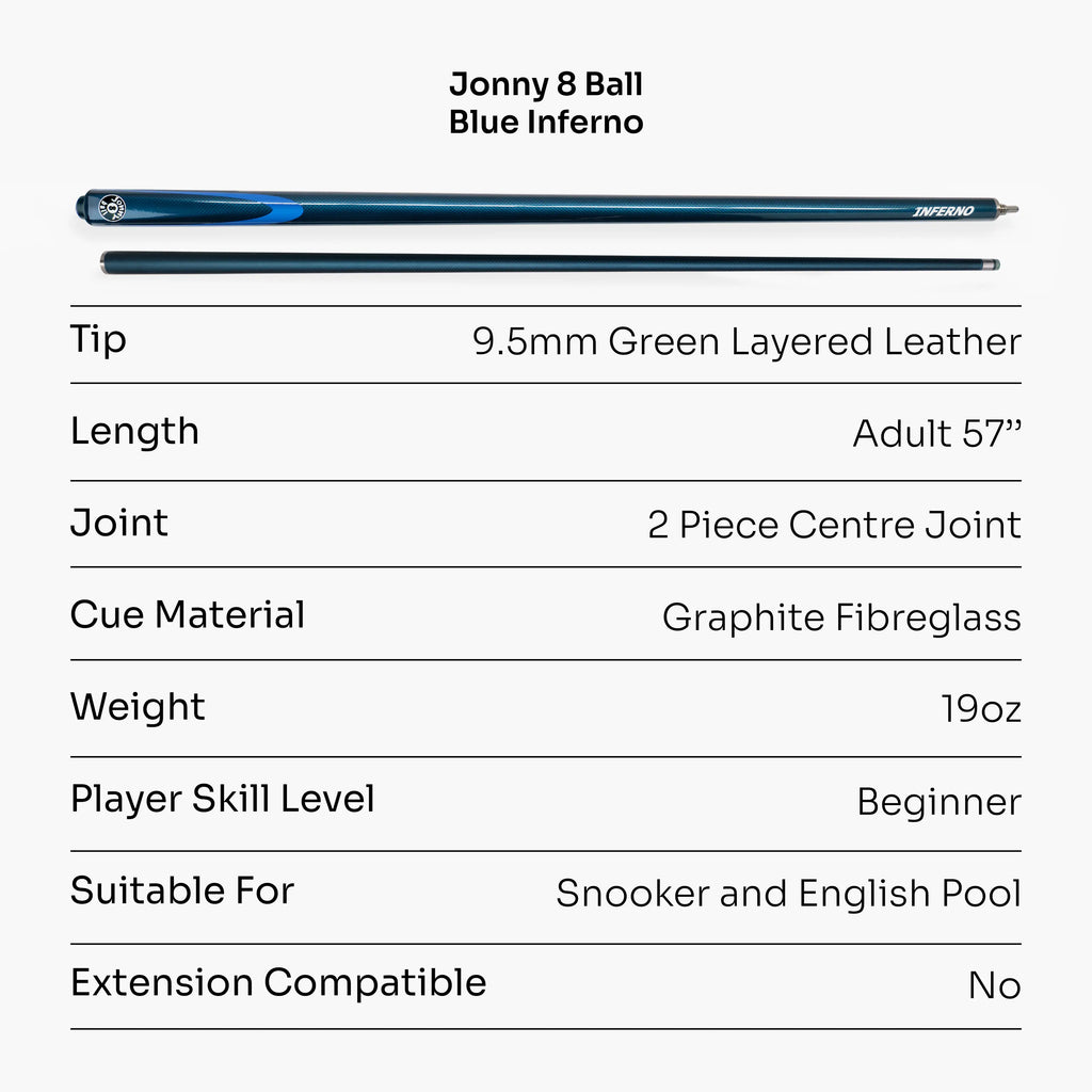 Jonny 8 Ball Inferno 2-piece graphite cue Cue + Case