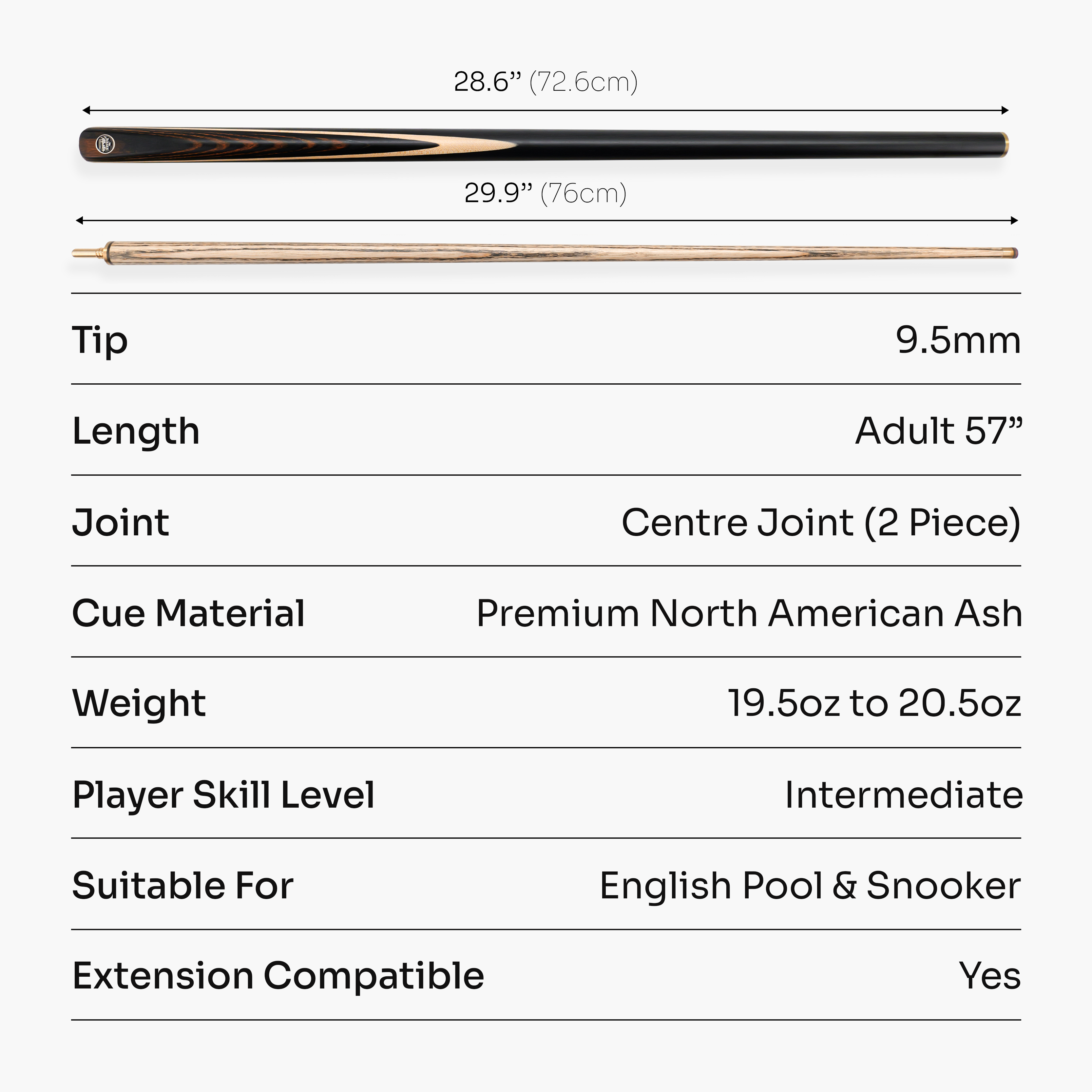 Baize Master Blackline Classic cue and case set Cue + Case