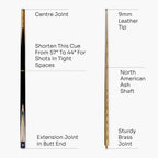 Jonny 8 Ball adjustable 57-inch 3-piece cue and hard case Cue + Case