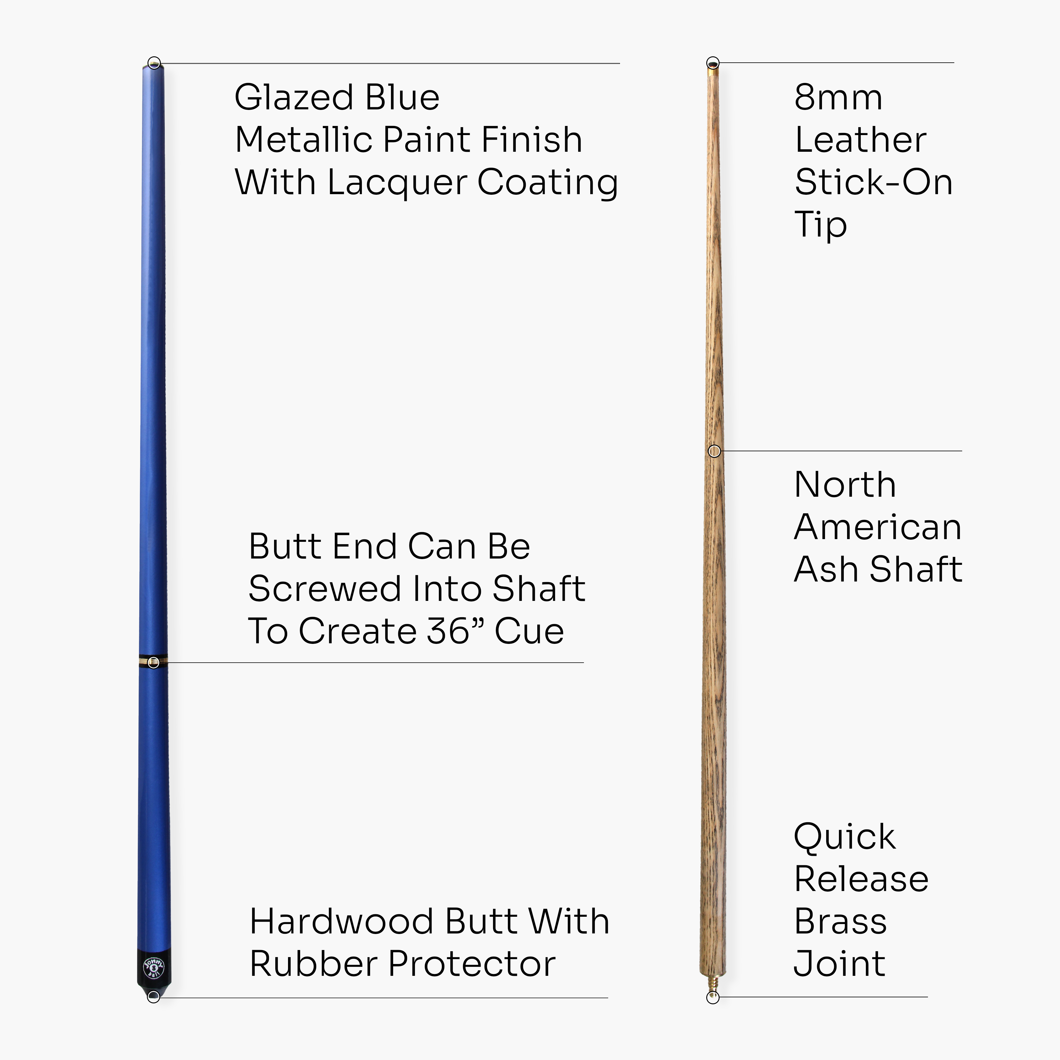 Jonny 8 Ball Blue Pro-Triad 52-inch 3-piece pool cue Cue + Case